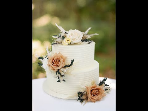 3Pcs Almond & Beige Rose Boho Cake Flowers Set