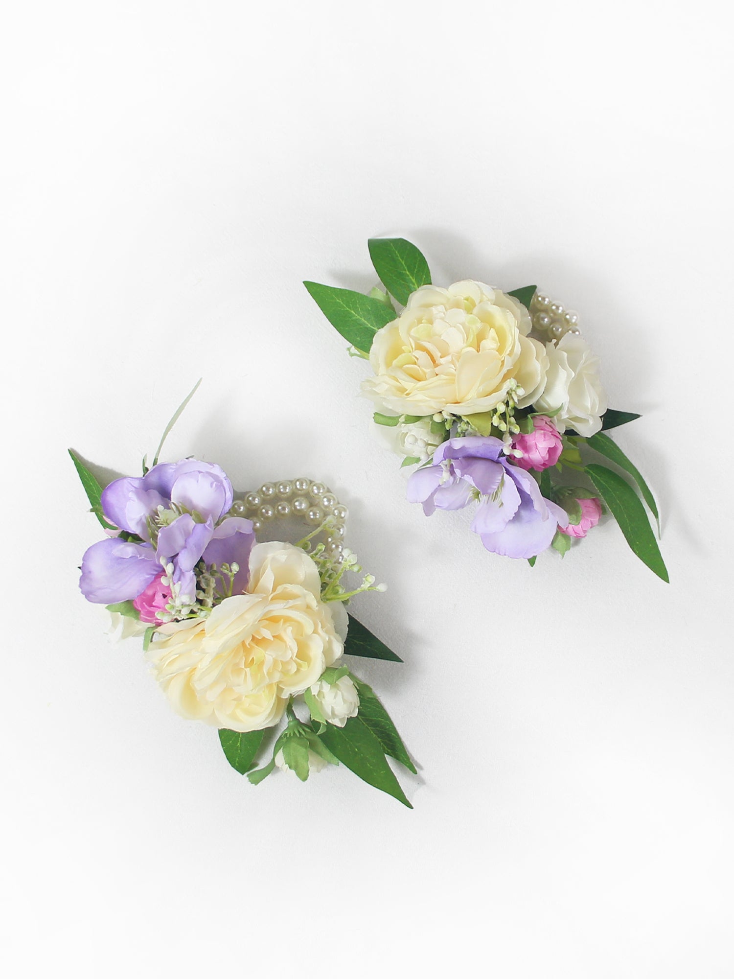Purple & Cream Yellow Wrist Corsage - Rinlong Flower