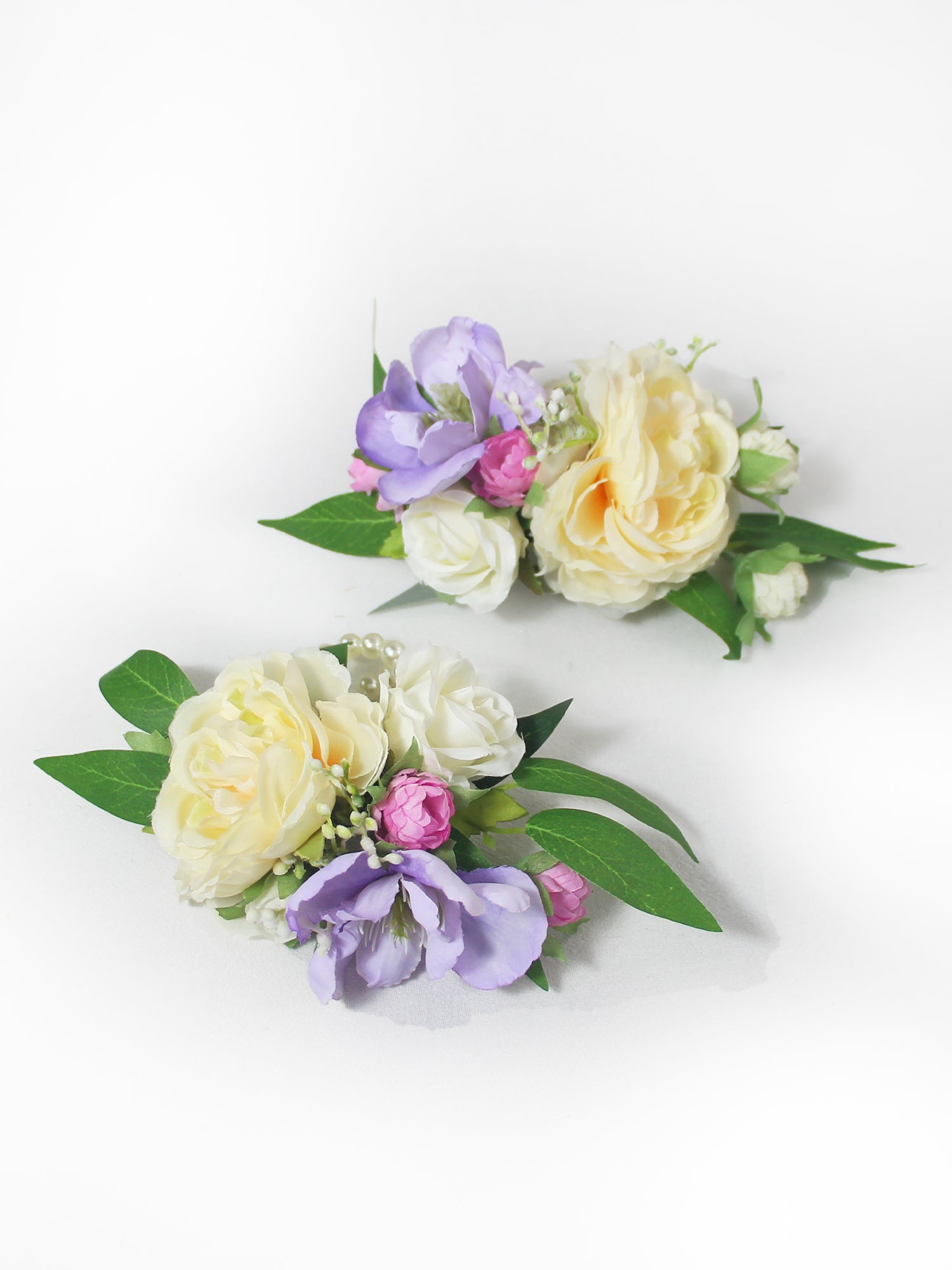 Purple & Cream Yellow Wrist Corsage - Rinlong Flower