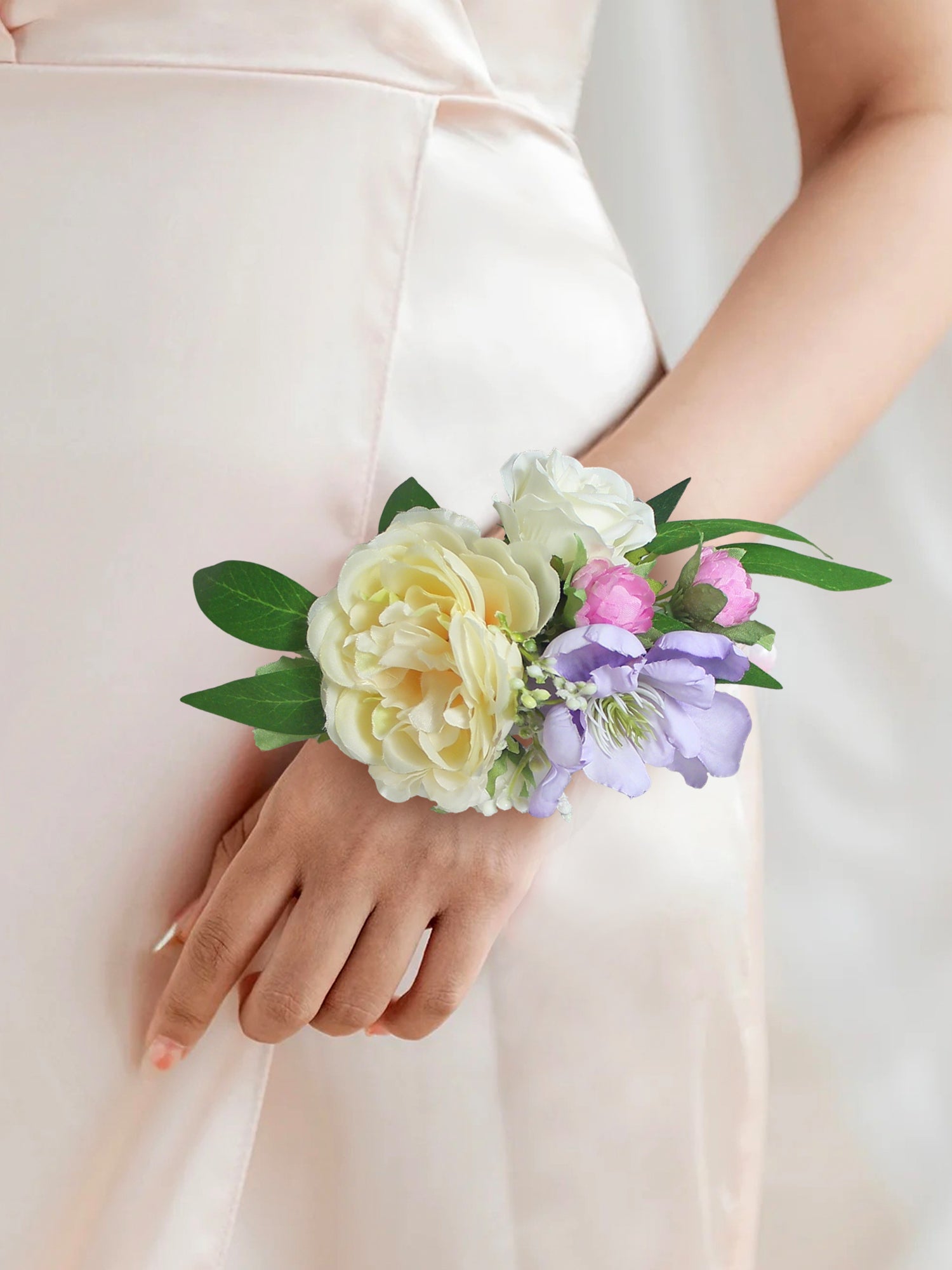Purple & Cream Yellow Wrist Corsage - Rinlong Flower