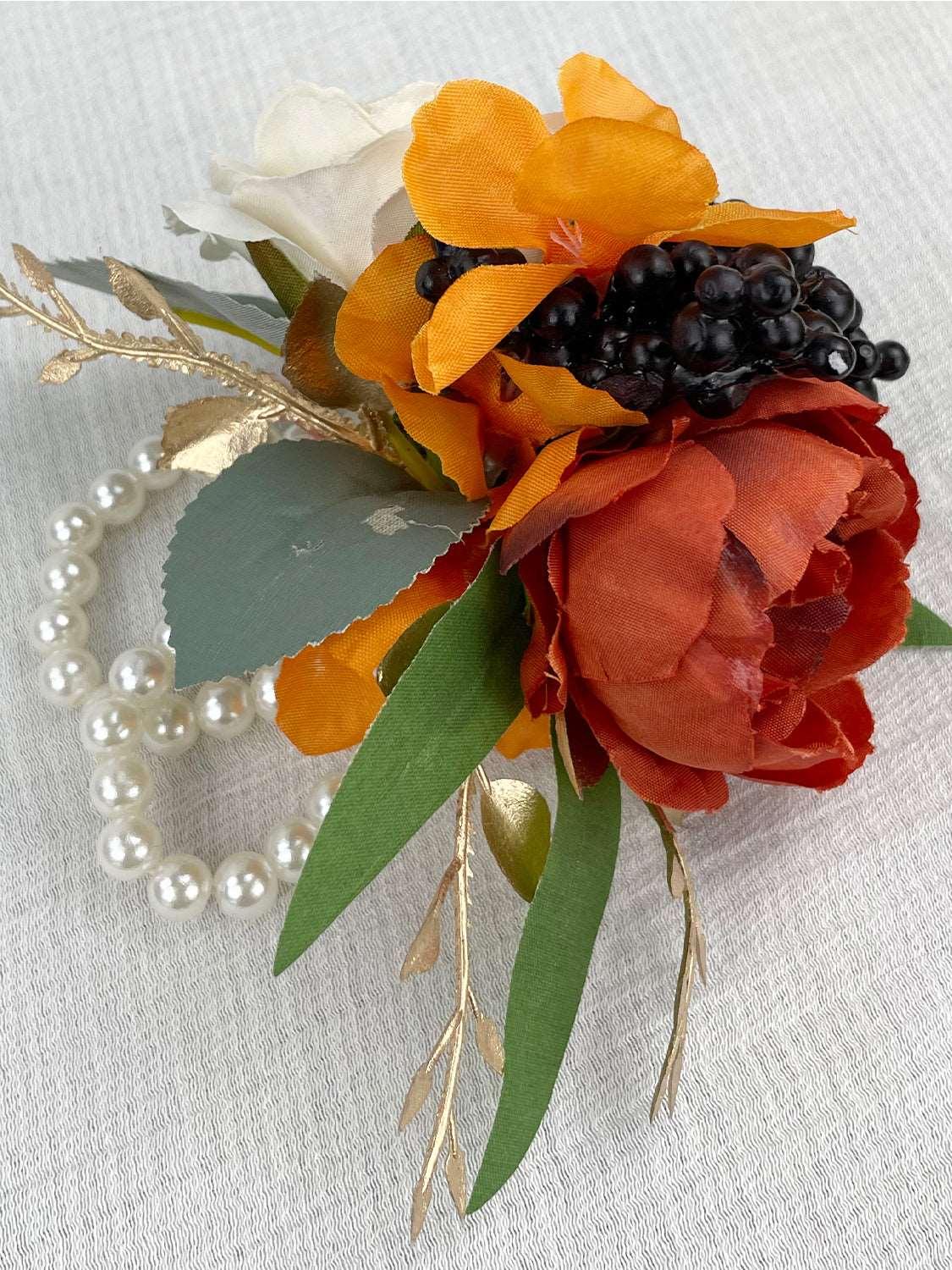 Burnt Orange Wrist Corsages - Rinlong Flower