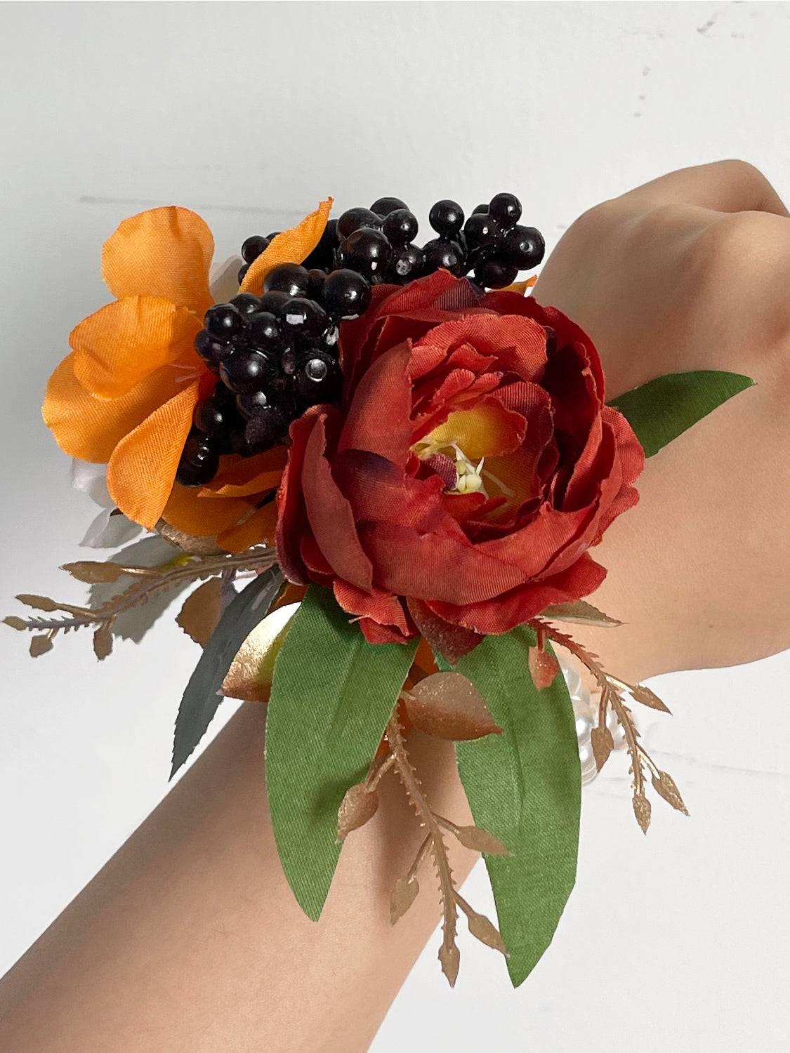 Burnt Orange Wrist Corsages - Rinlong Flower