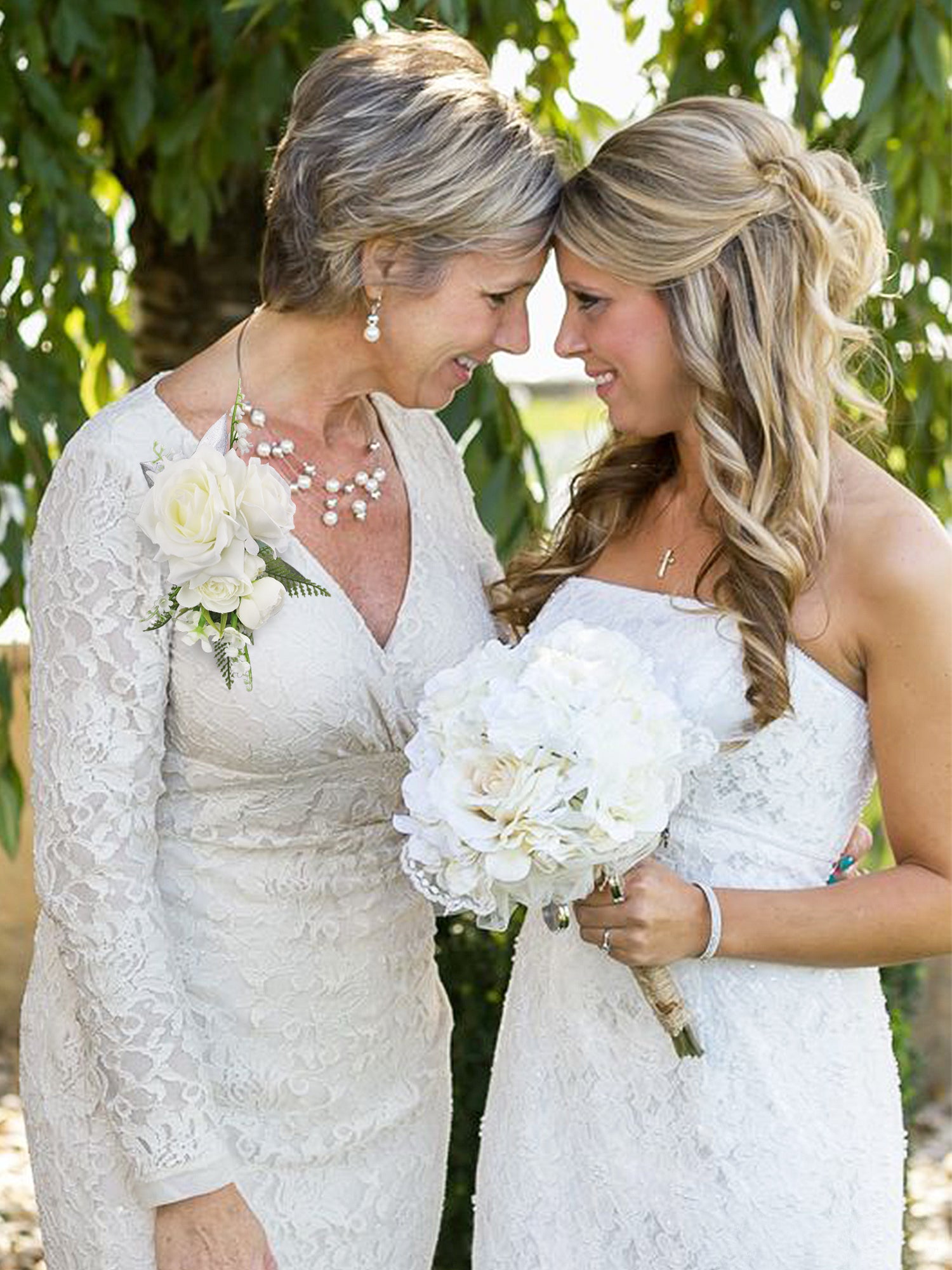 White and Sage Green Shoulder Corsage