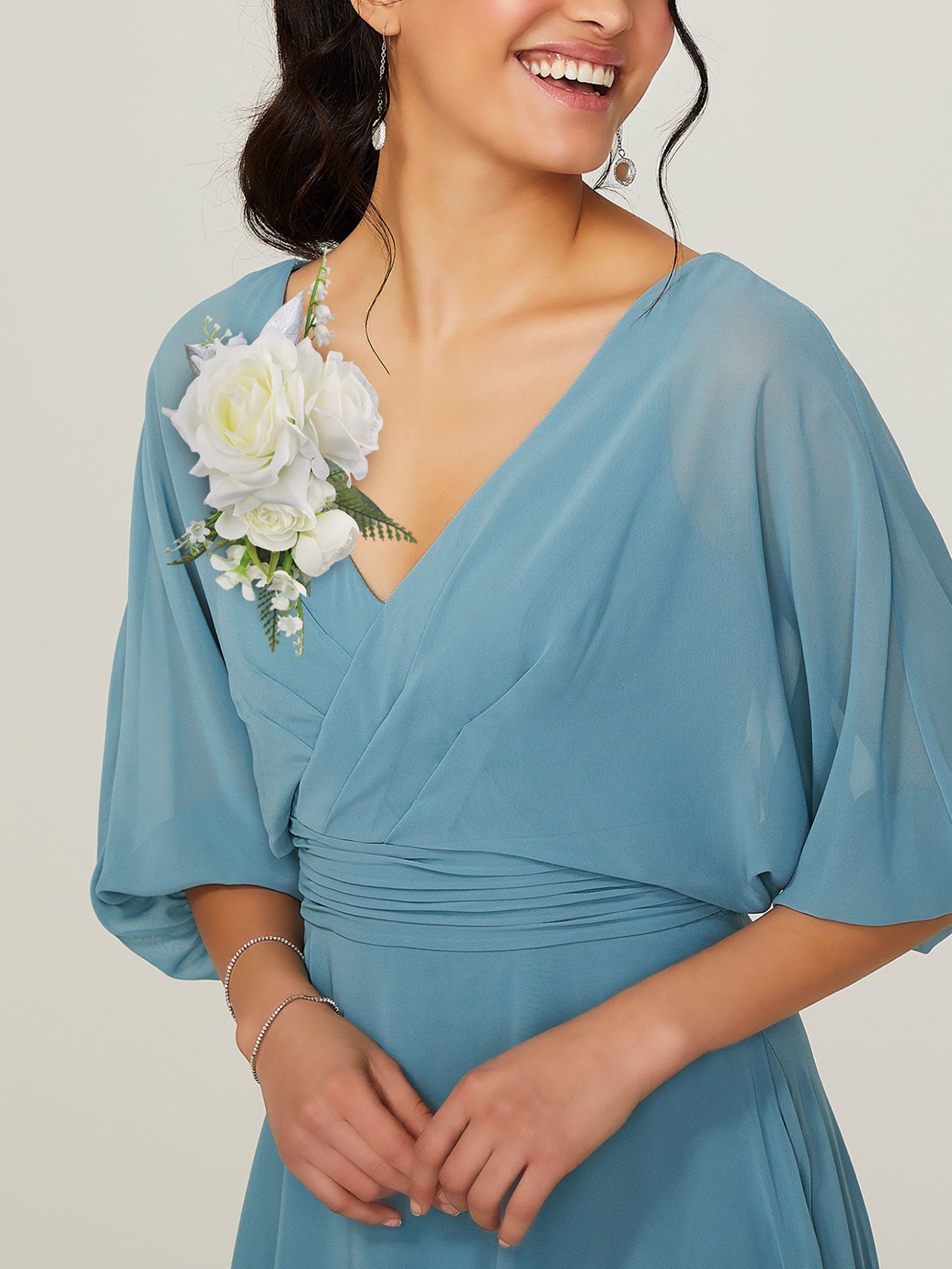 White and Sage Green Shoulder Corsage White and Sage Green Shoulder Corsage