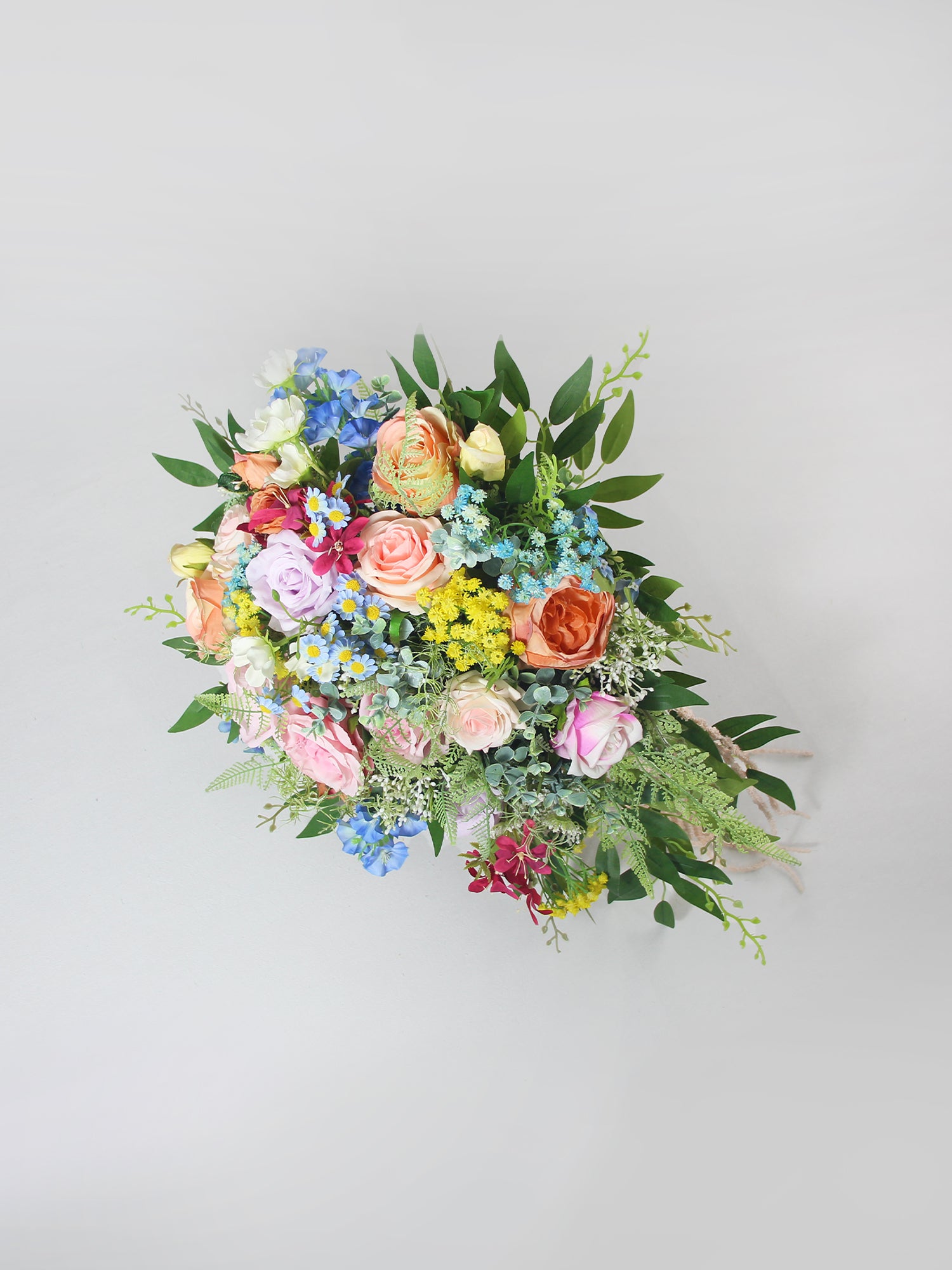 13.4 inch wide Spring Garden Pastel Cascading Bridal Bouquet