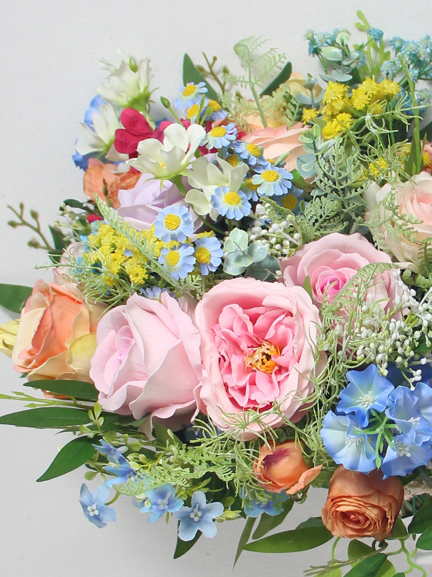 13.4 inch wide Spring Garden Pastel Cascading Bridal Bouquet