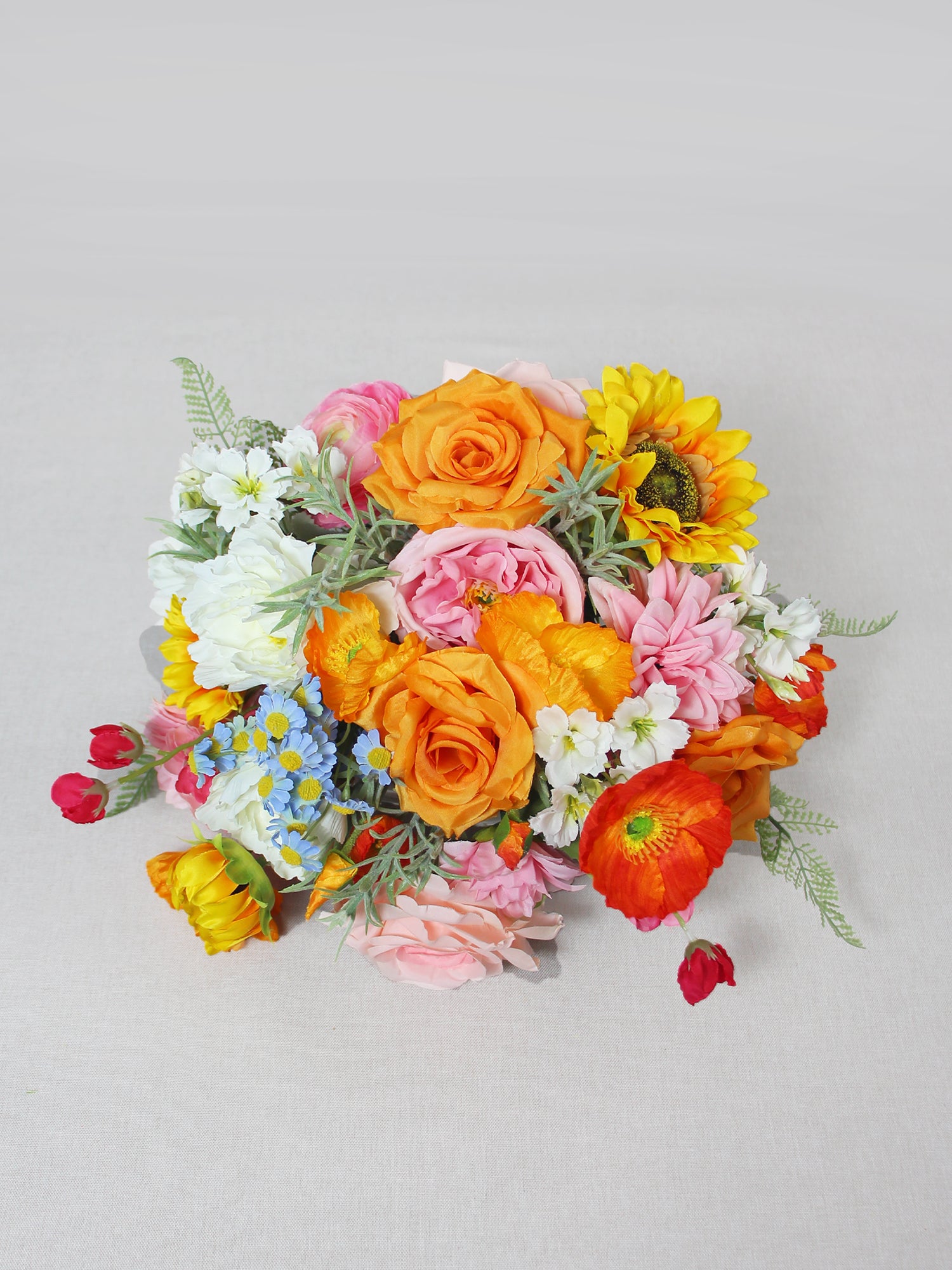 11.8 inch wide Sunflower & Roses Bridal Bouquet