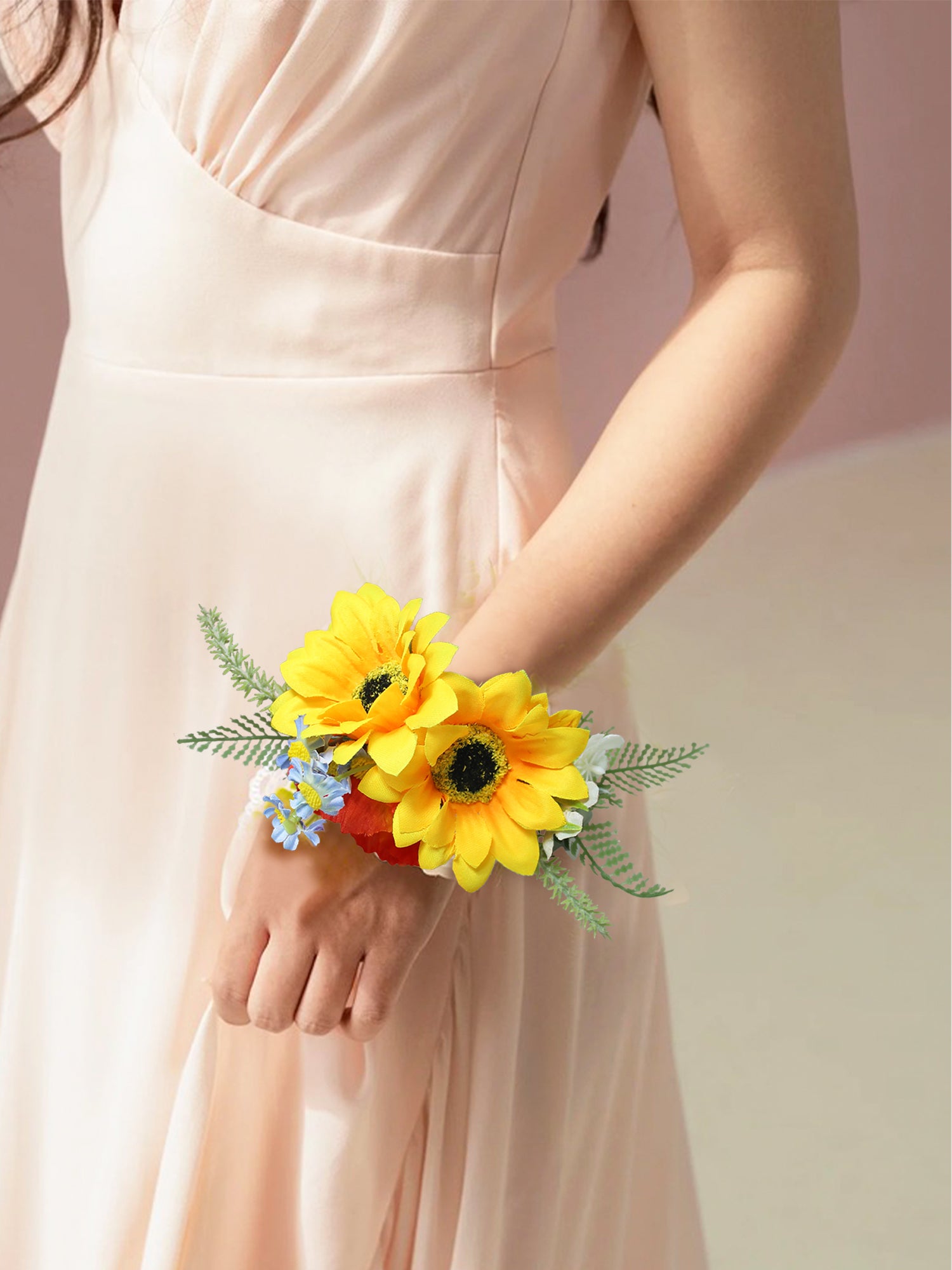 Yellow Sunflower Wrist Corsage for Wedding Prom Homecoming Rinlong Flower Yellow Sunflower Wrist Corsage for Wedding Prom Homecoming Rinlong Flower