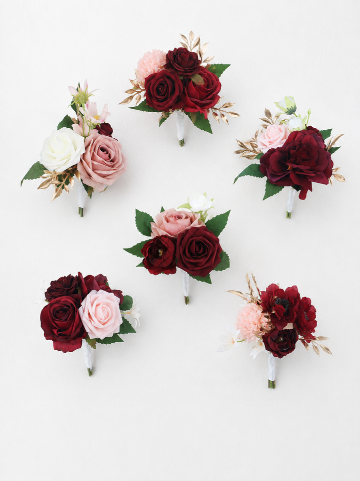 6Pcs Assorted Burgundy Flower Centerpieces - Rinlong Flower