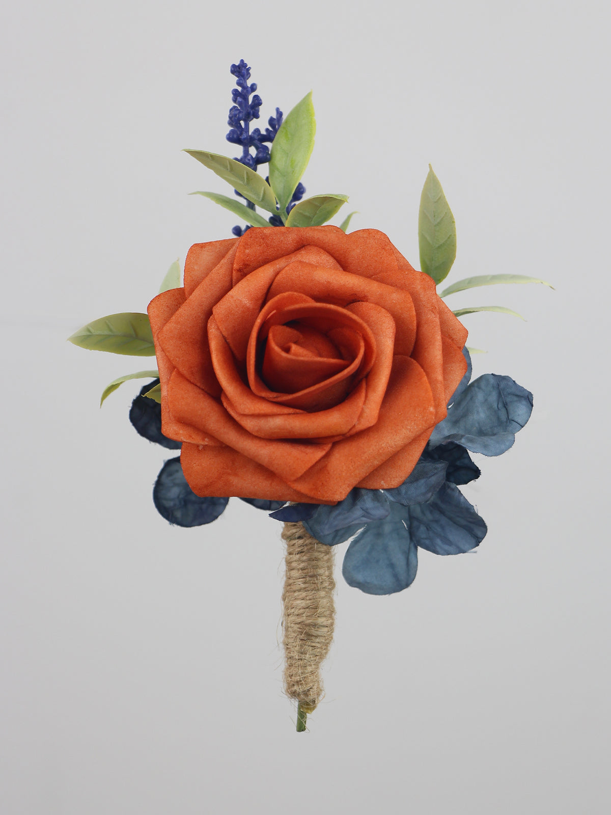 Boutonniere Navy Blue & Burnt Orange - Rinlong Flower