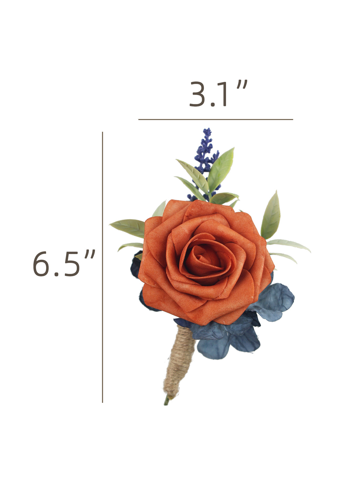 Boutonniere Navy Blue & Burnt Orange - Rinlong Flower