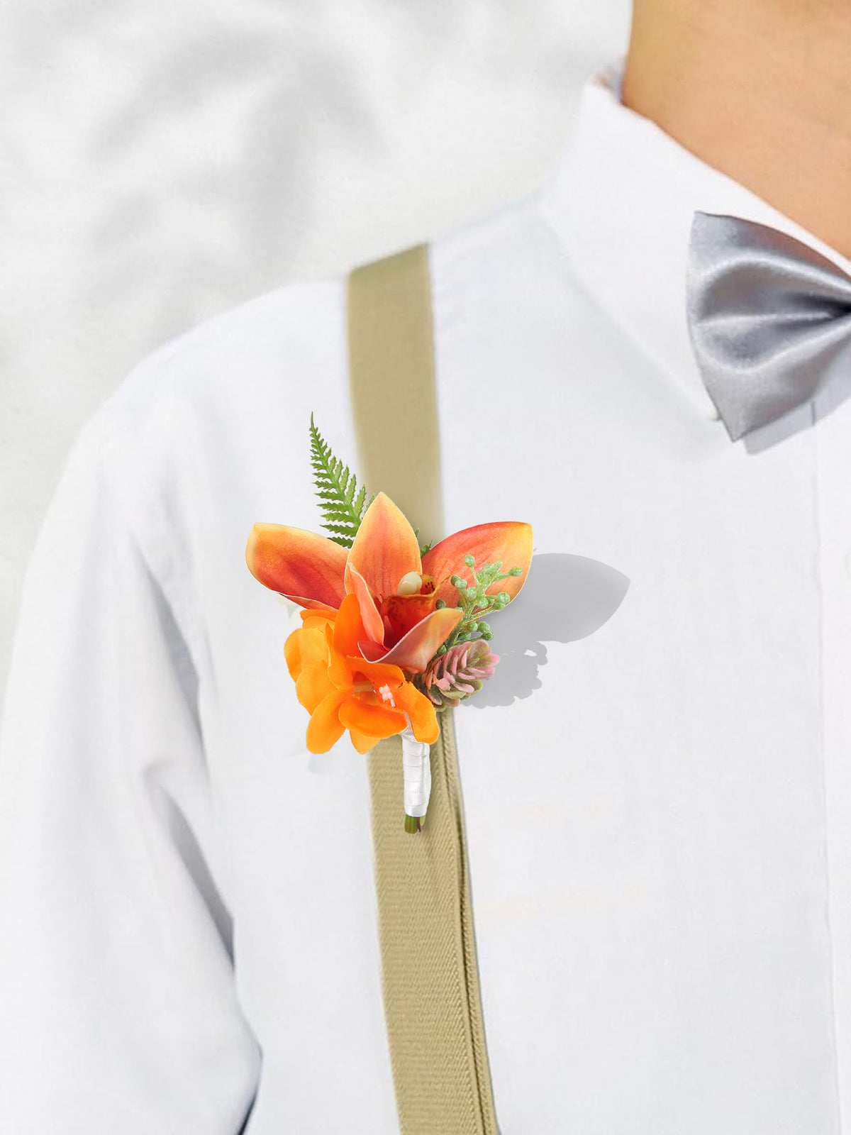 Corsage and Boutonniere Set Tropical Orange Orchid - Rinlong Flower