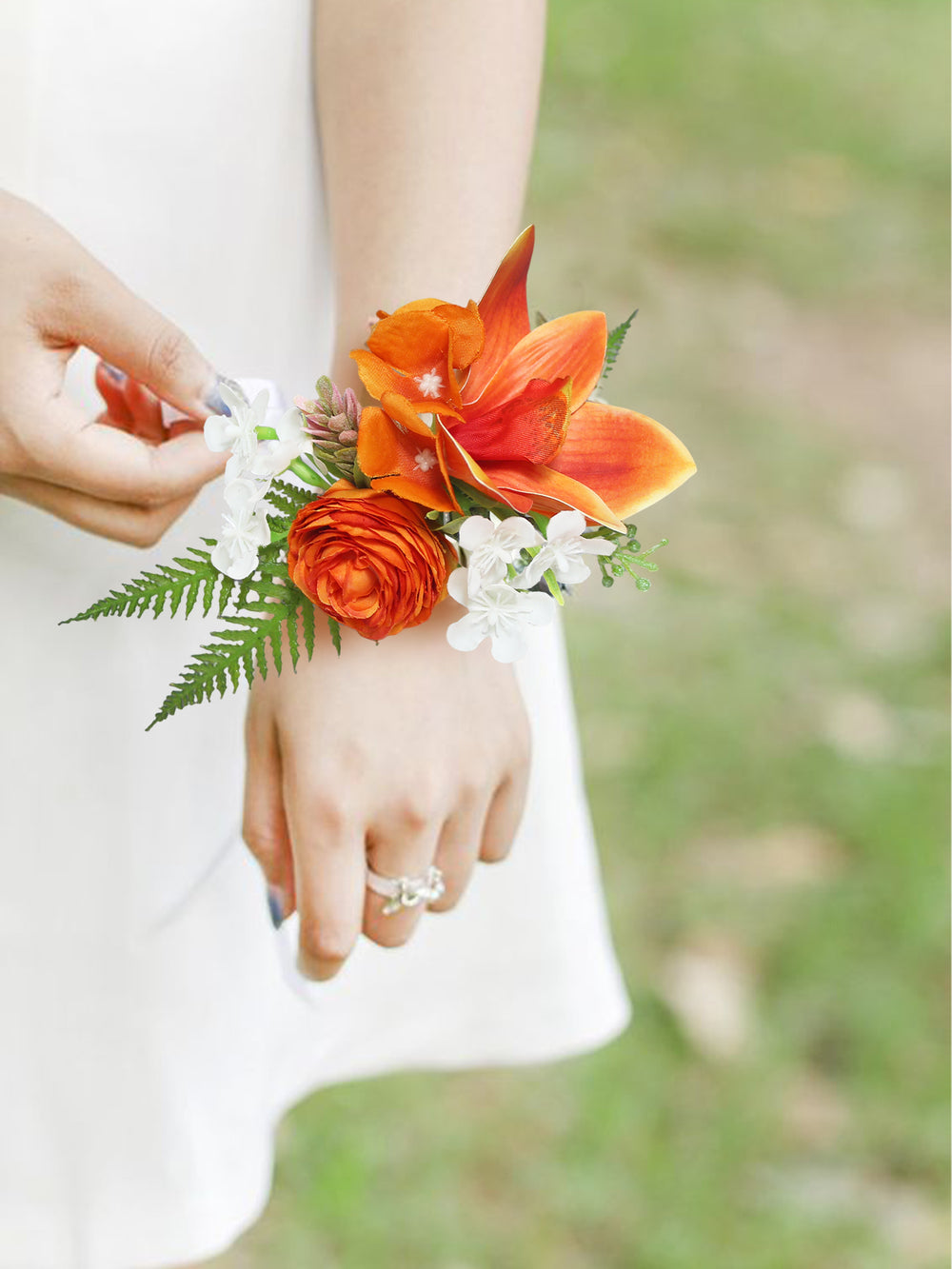 Orange Tropical Orchid Wrist Corsage - Rinlong Flower