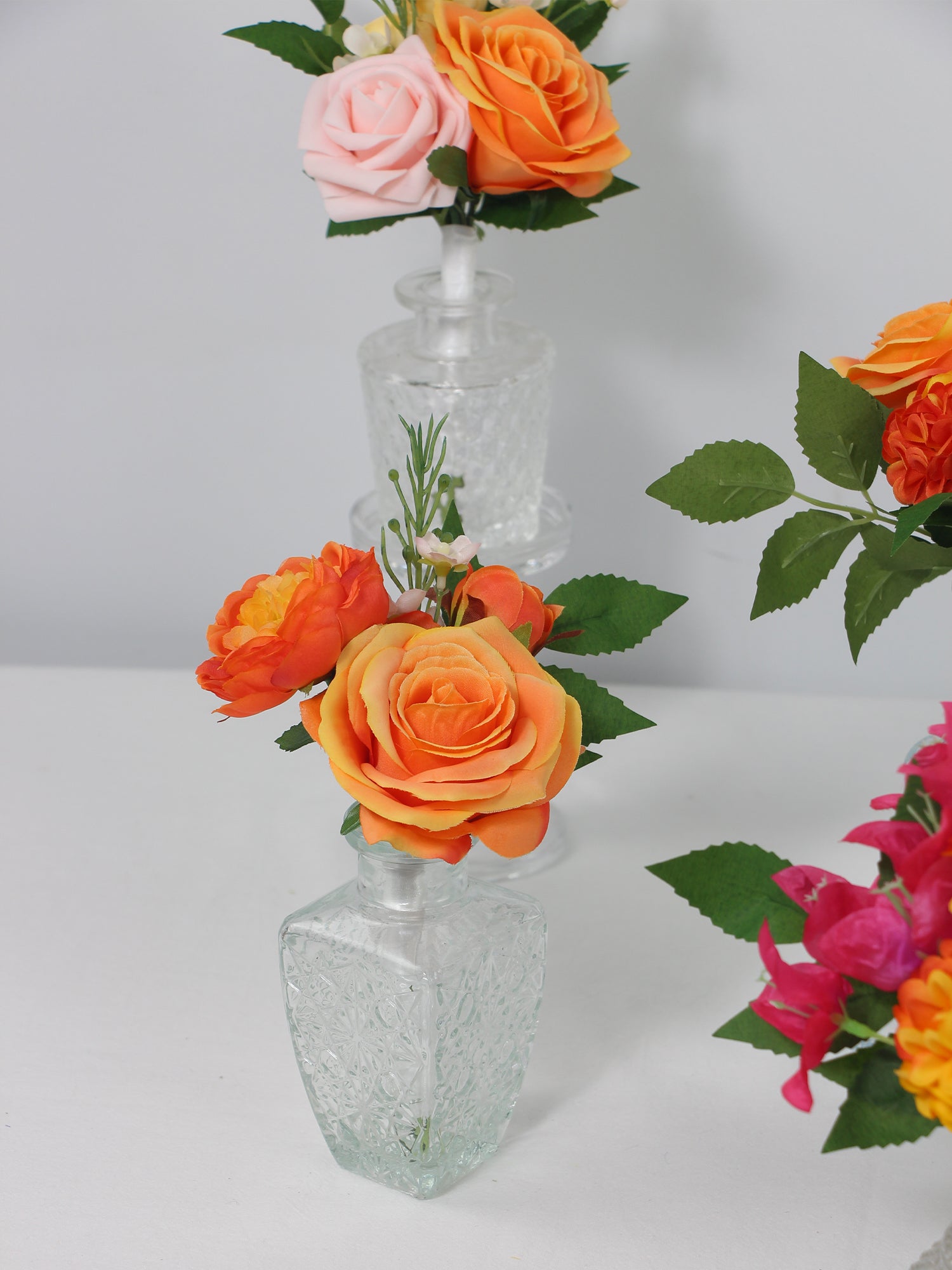 6Pcs Assorted Tropical Orange & Pink Flower Centerpieces - Rinlong Flower