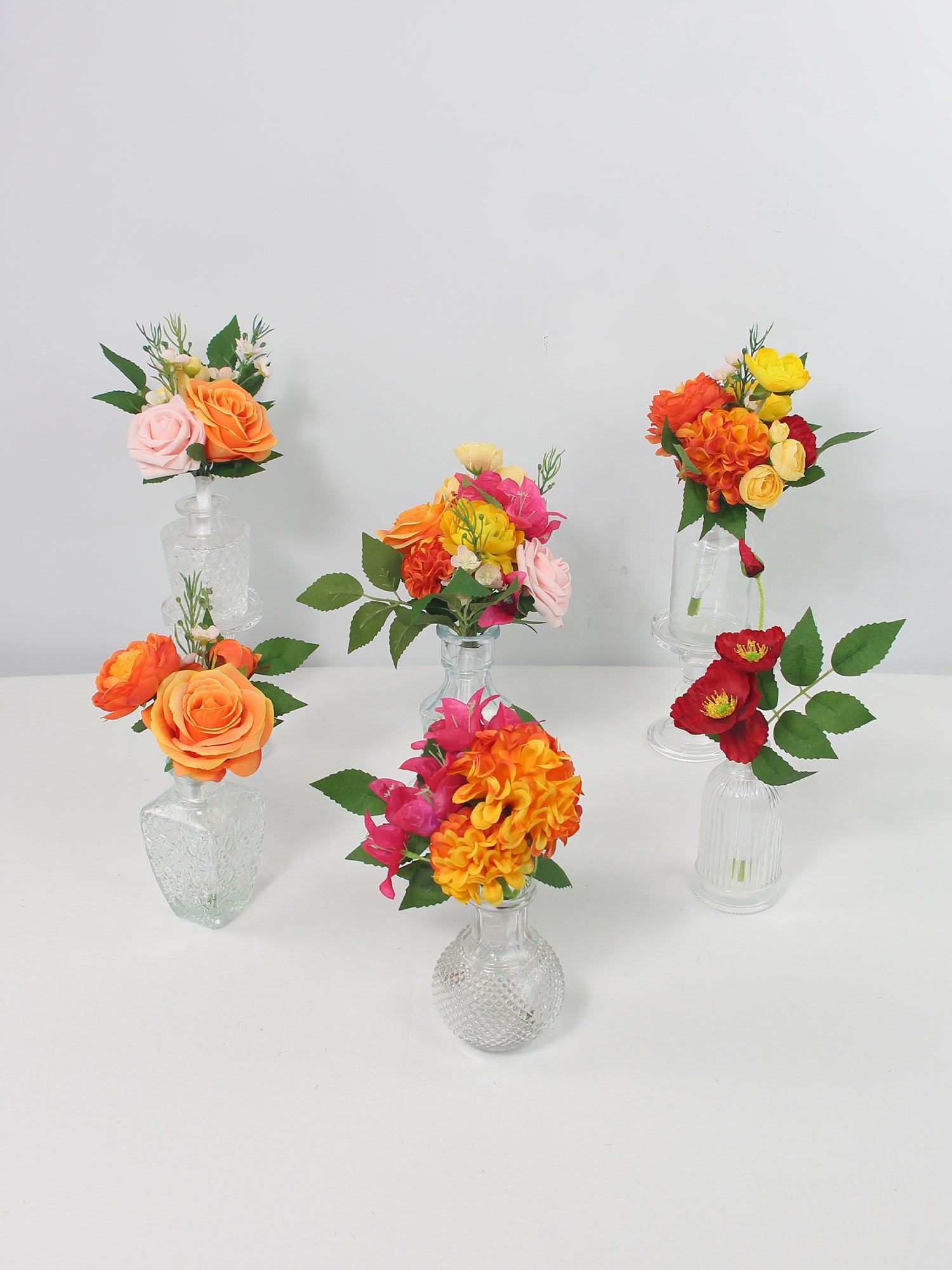6Pcs Assorted Tropical Orange & Pink Flower Centerpieces - Rinlong Flower