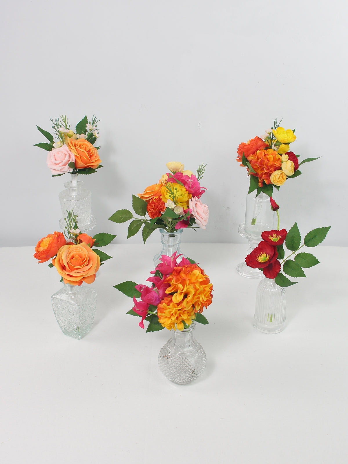6Pcs Assorted Tropical Orange & Pink Flower Centerpieces - Rinlong Flower