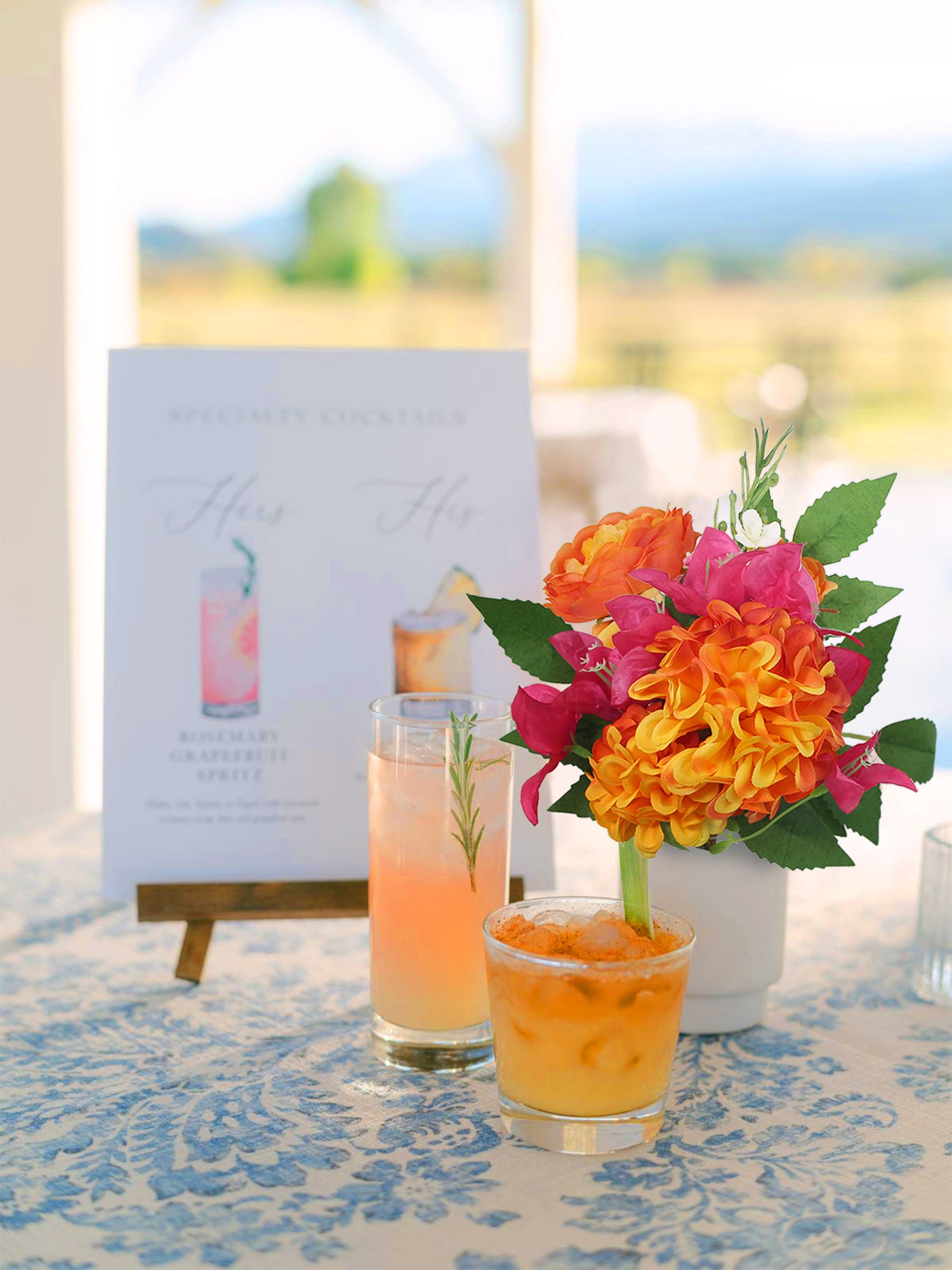 6Pcs Assorted Tropical Orange & Pink Flower Centerpieces - Rinlong Flower