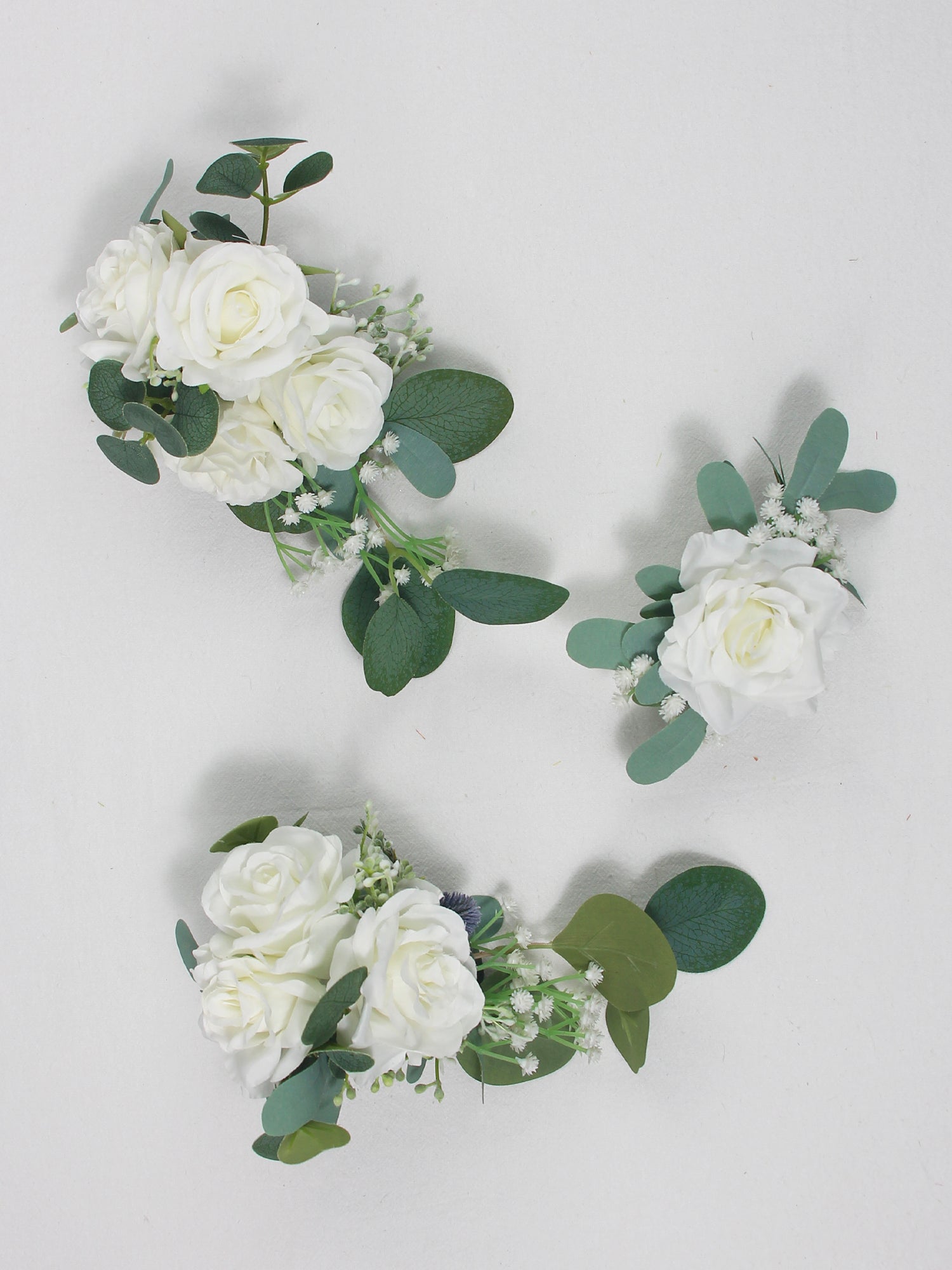 3Pcs White & Green Cascading Cake Flowers Set