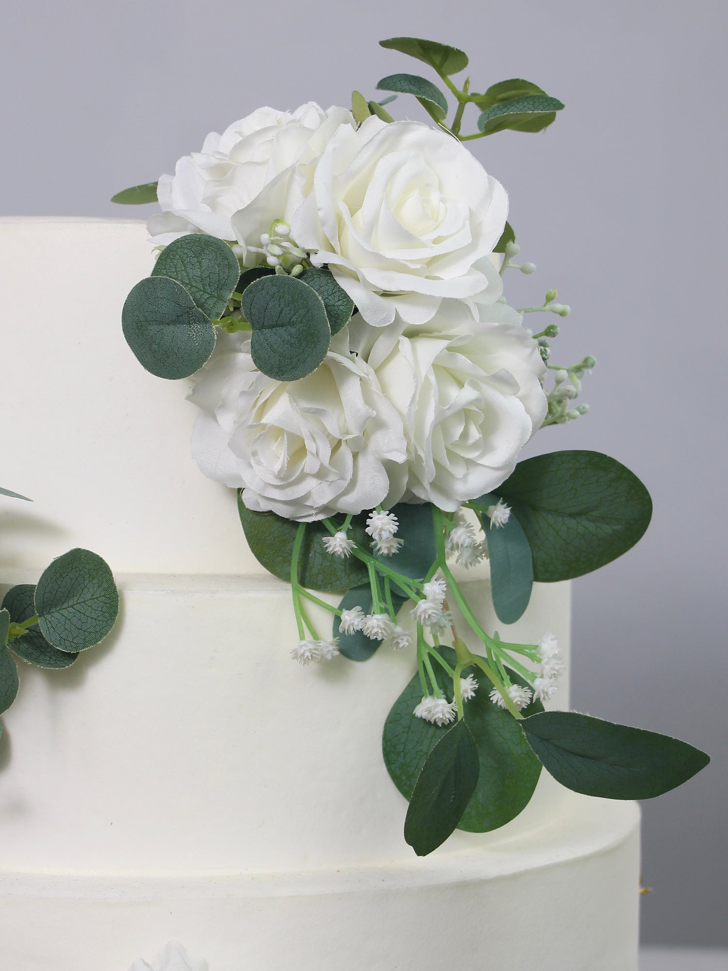 3Pcs White & Green Cascading Cake Flowers Set