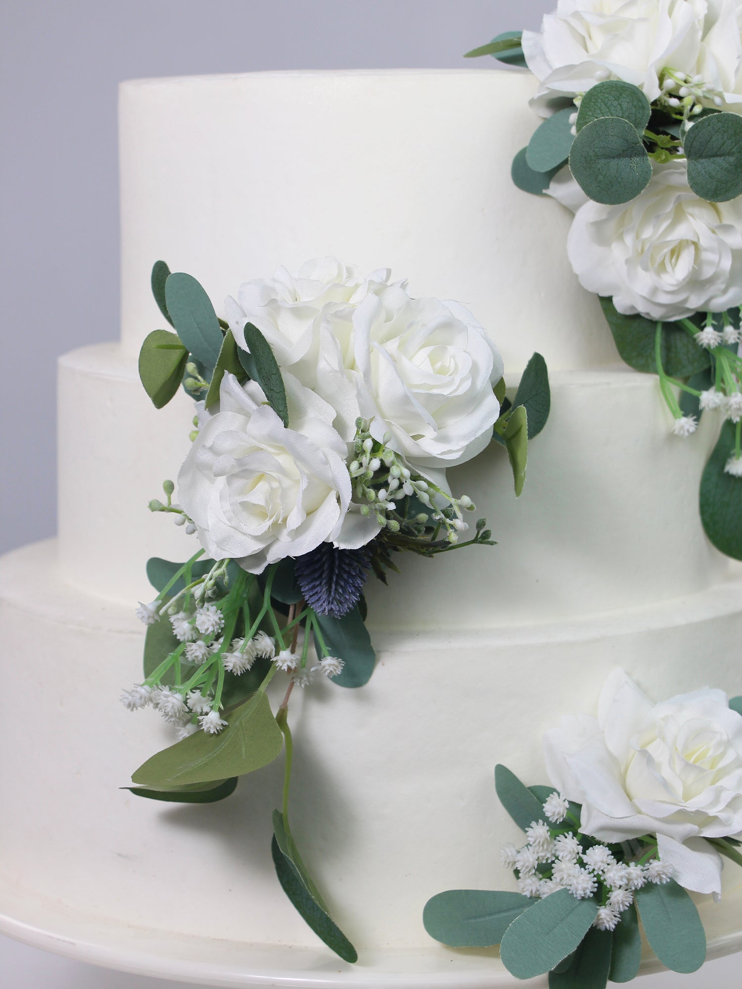 3Pcs White & Green Cascading Cake Flowers Set