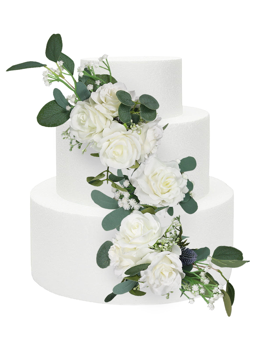 3Pcs White & Green Cascading Cake Flowers Set - Rinlong Flower