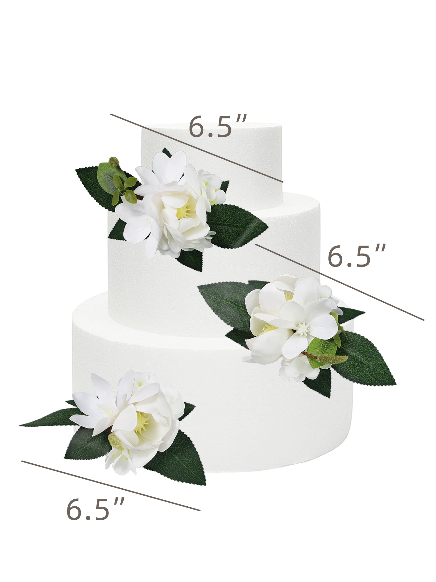3Pcs White Magnolia Cake Flowers Set
