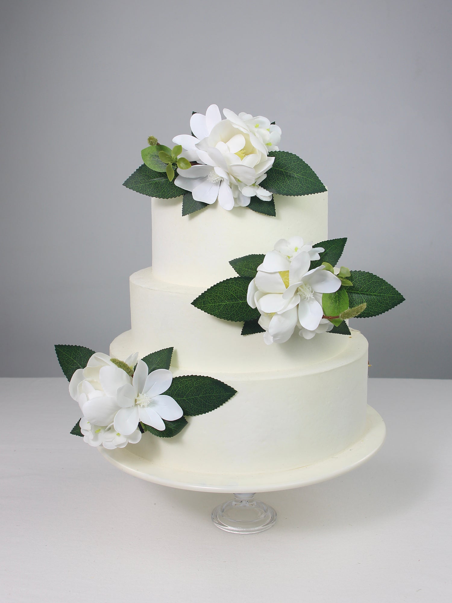 3Pcs White Magnolia Cake Flowers Set