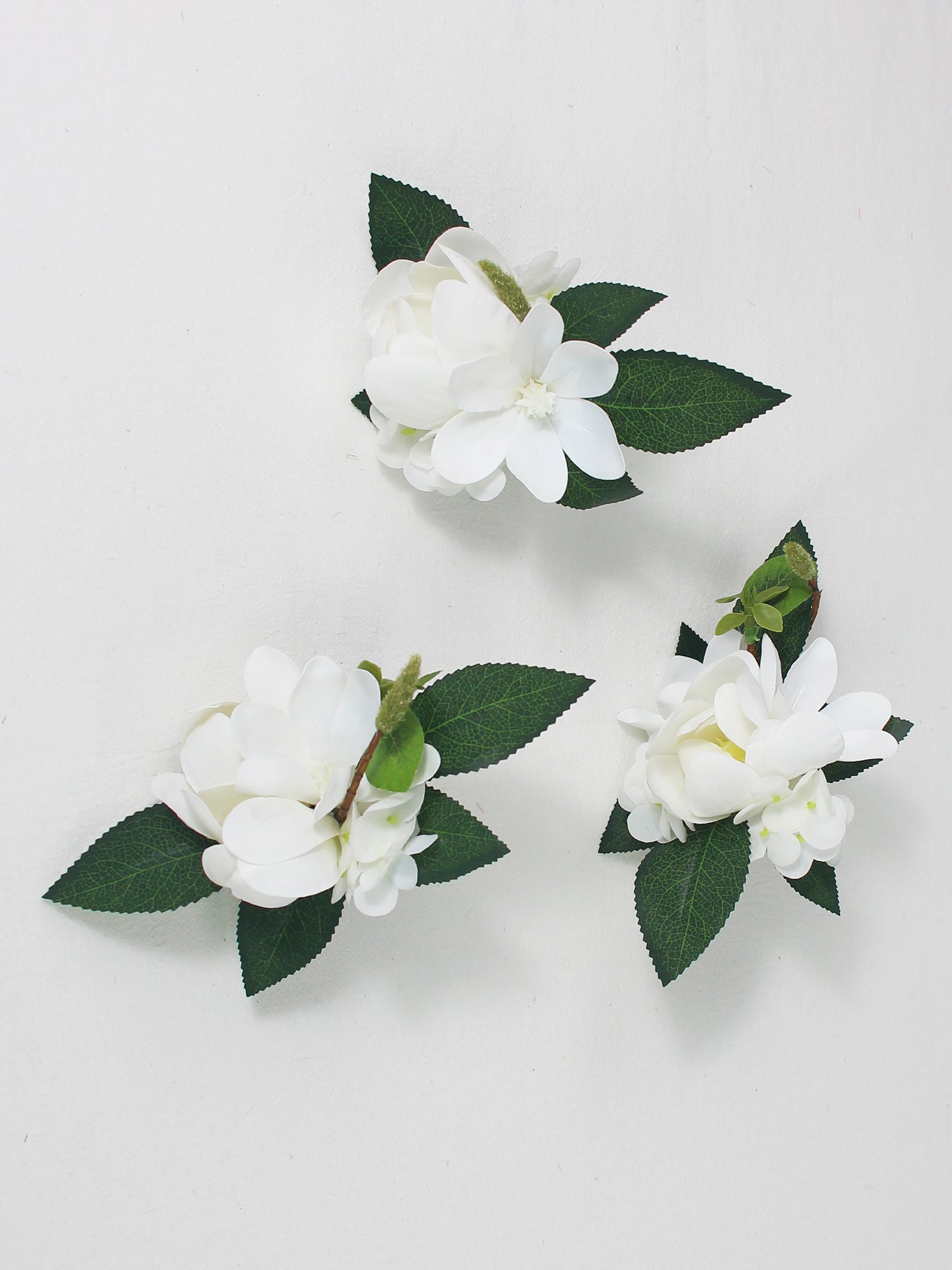 3Pcs White Magnolia Cake Flowers Set