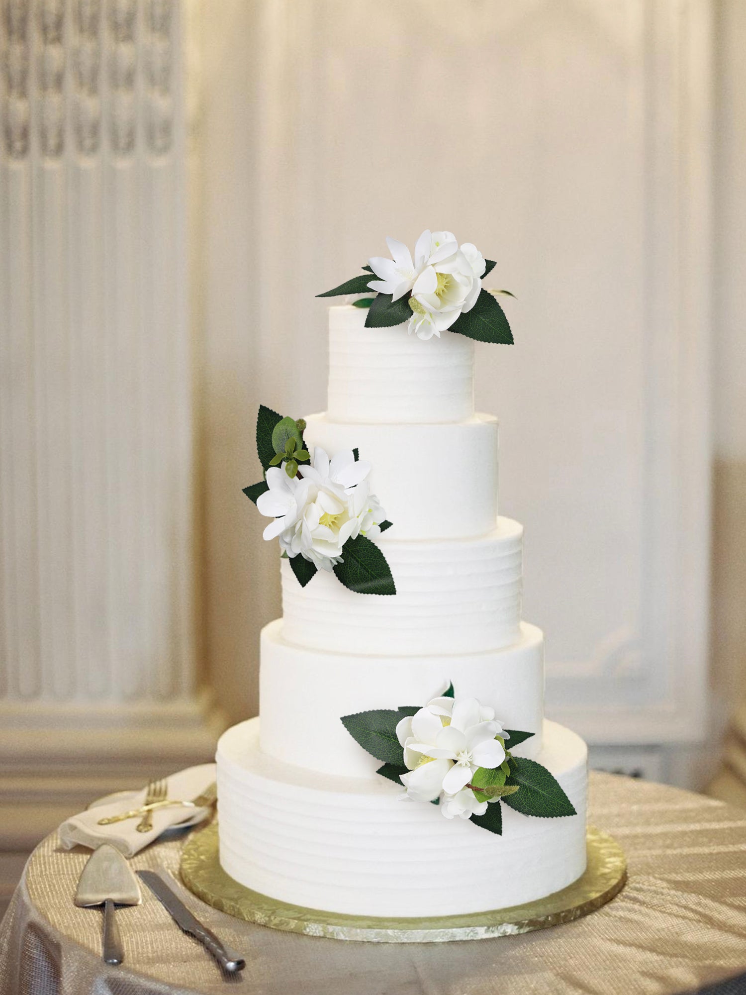 3Pcs White Magnolia Cake Flowers Set