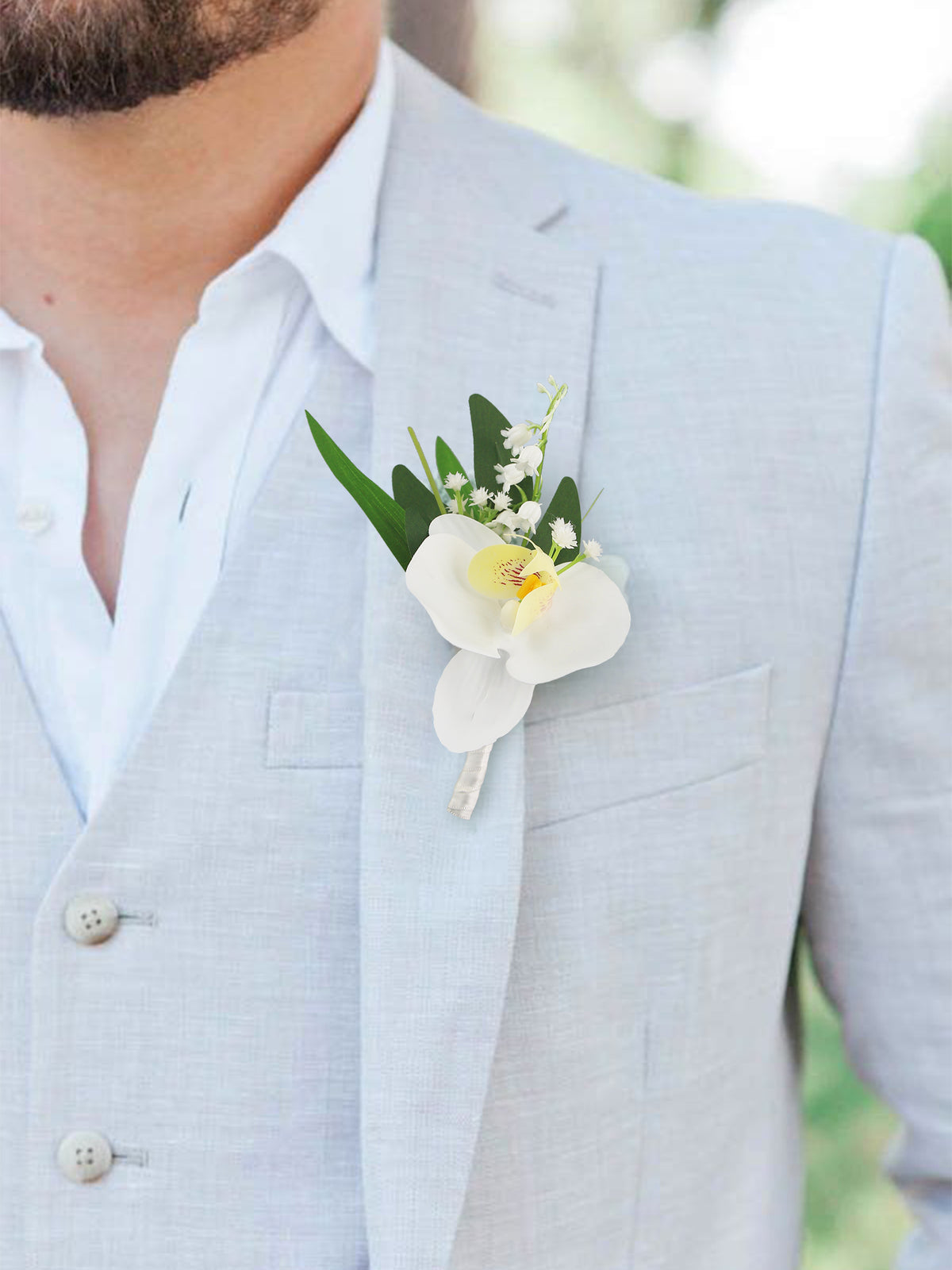 Boutonniere White Orchid - Rinlong Flower