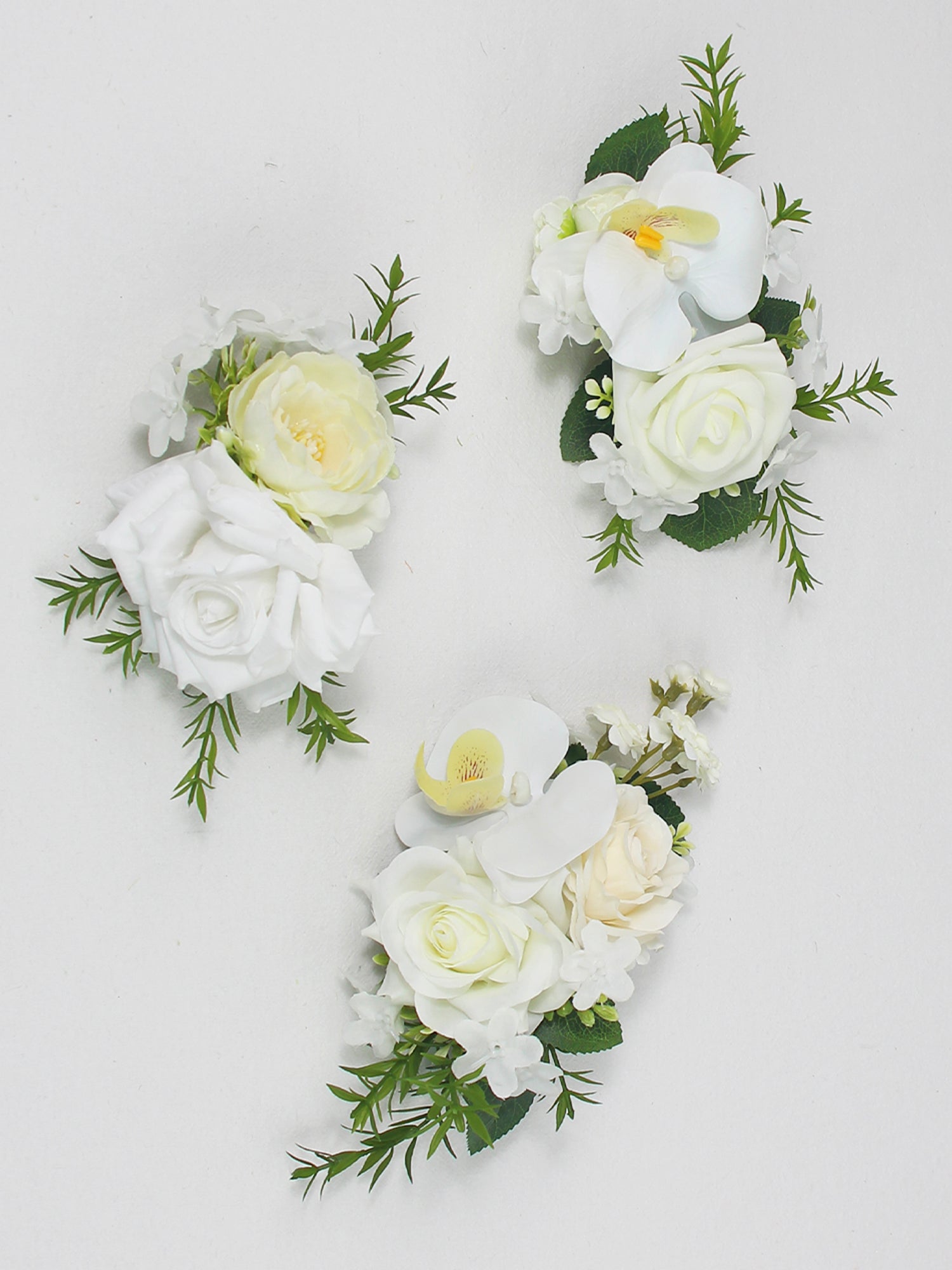 3Pcs White Orchids Cake Flowers Set