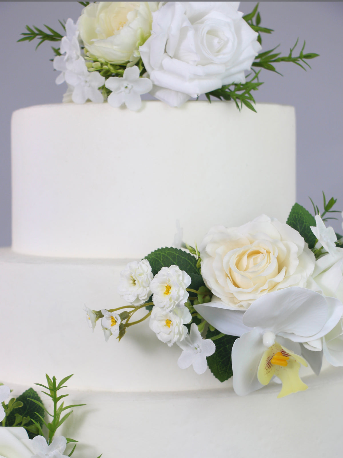 3Pcs White Orchids Cake Flowers Set - Rinlong Flower