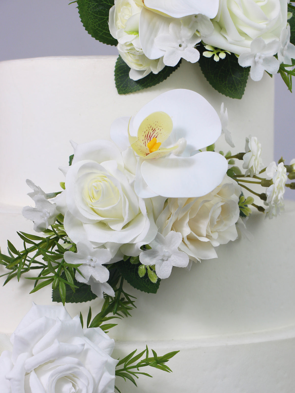 3Pcs White Orchids Cake Flowers Set - Rinlong Flower