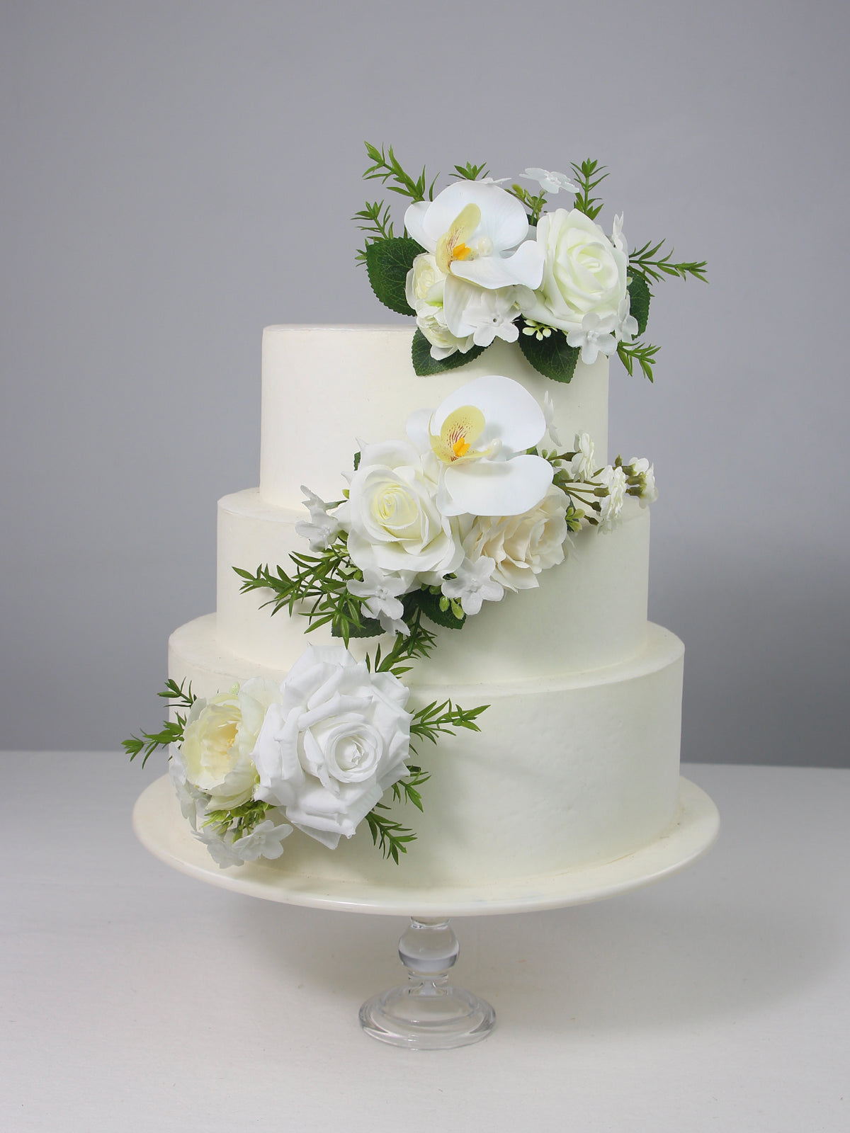 3Pcs White Orchids Cake Flowers Set - Rinlong Flower
