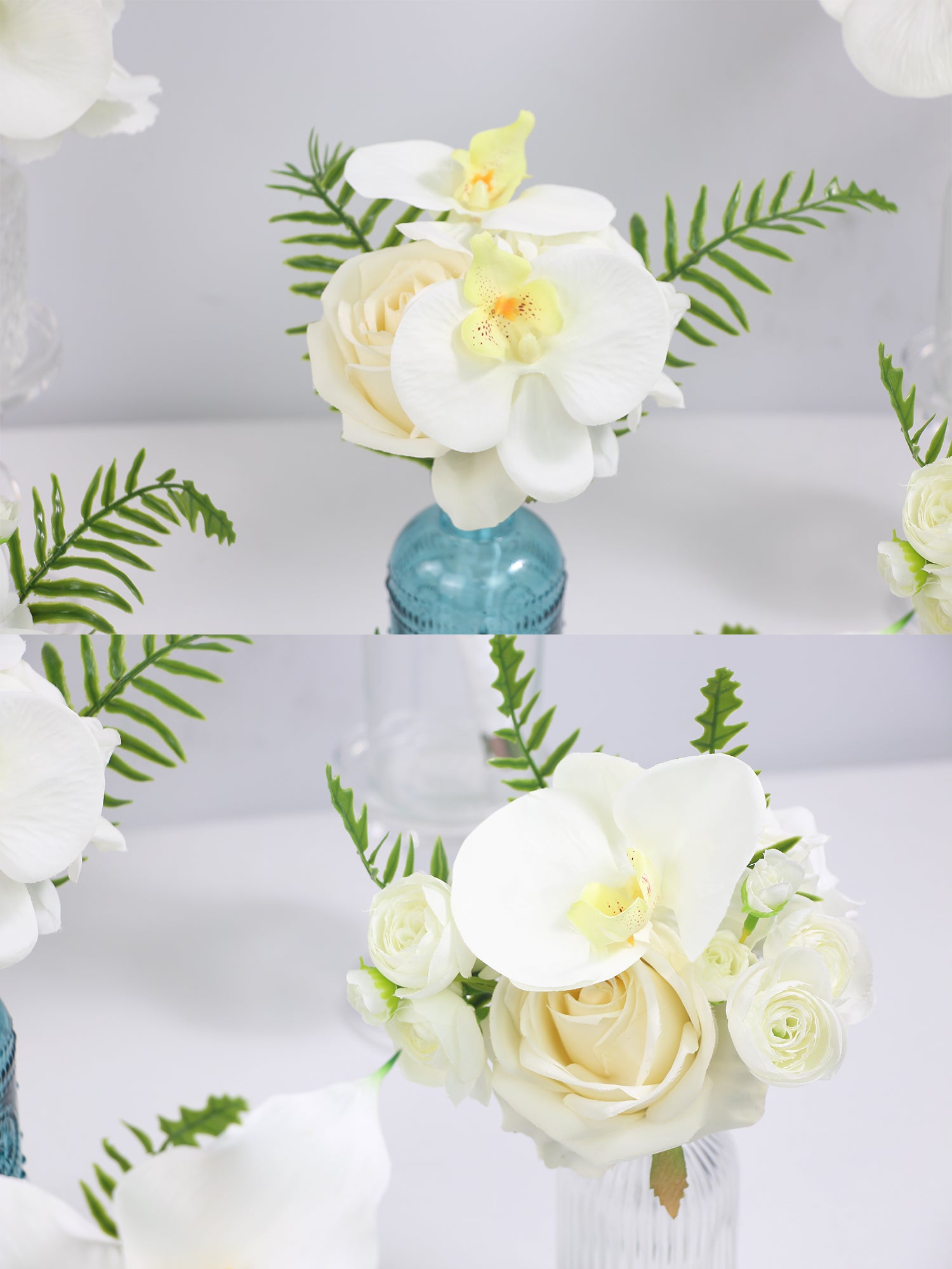 6Pcs Assorted White Orchids Flower Centerpieces - Rinlong Flower