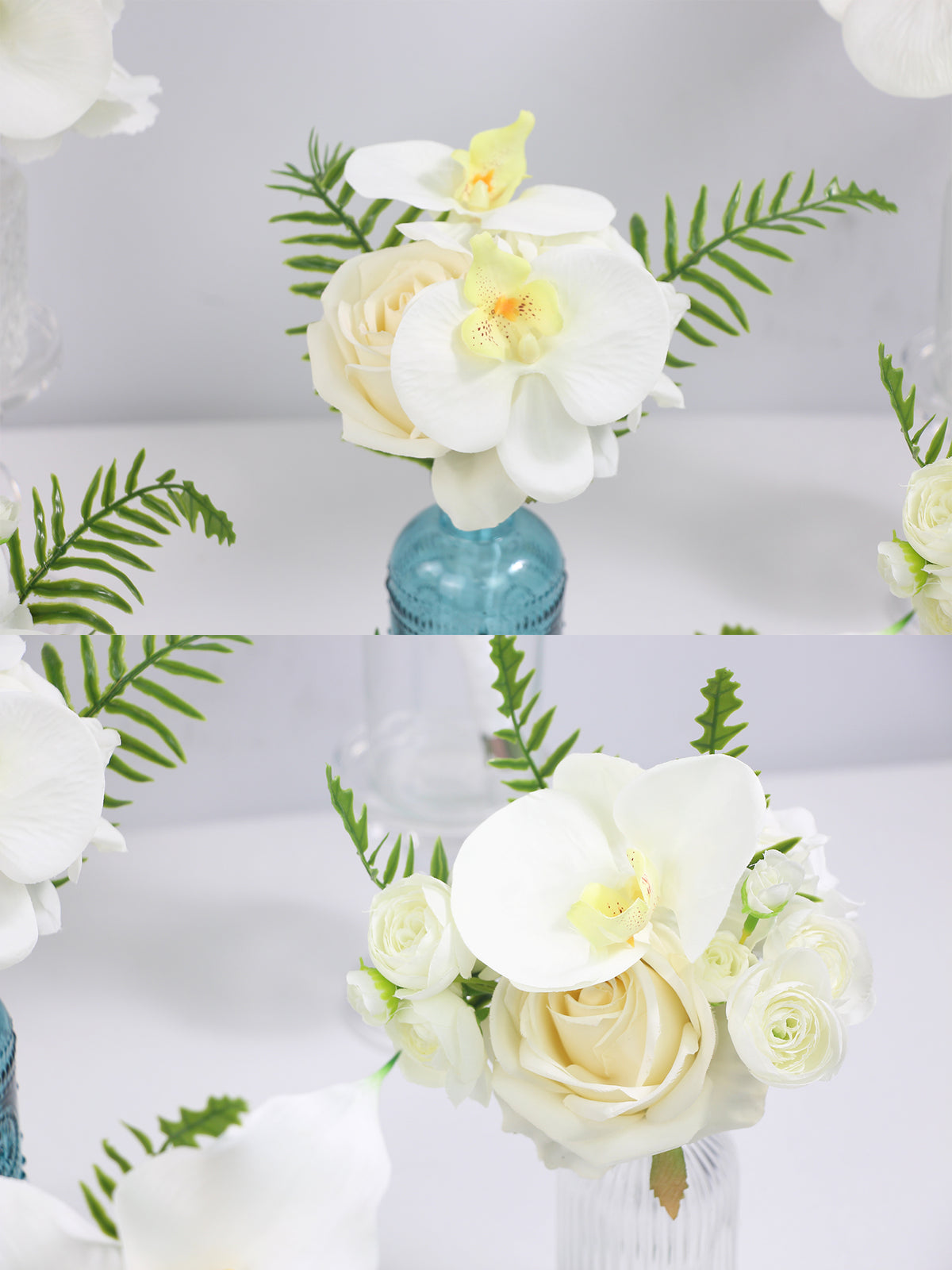 6Pcs Assorted White Orchids Flower Centerpieces - Rinlong Flower