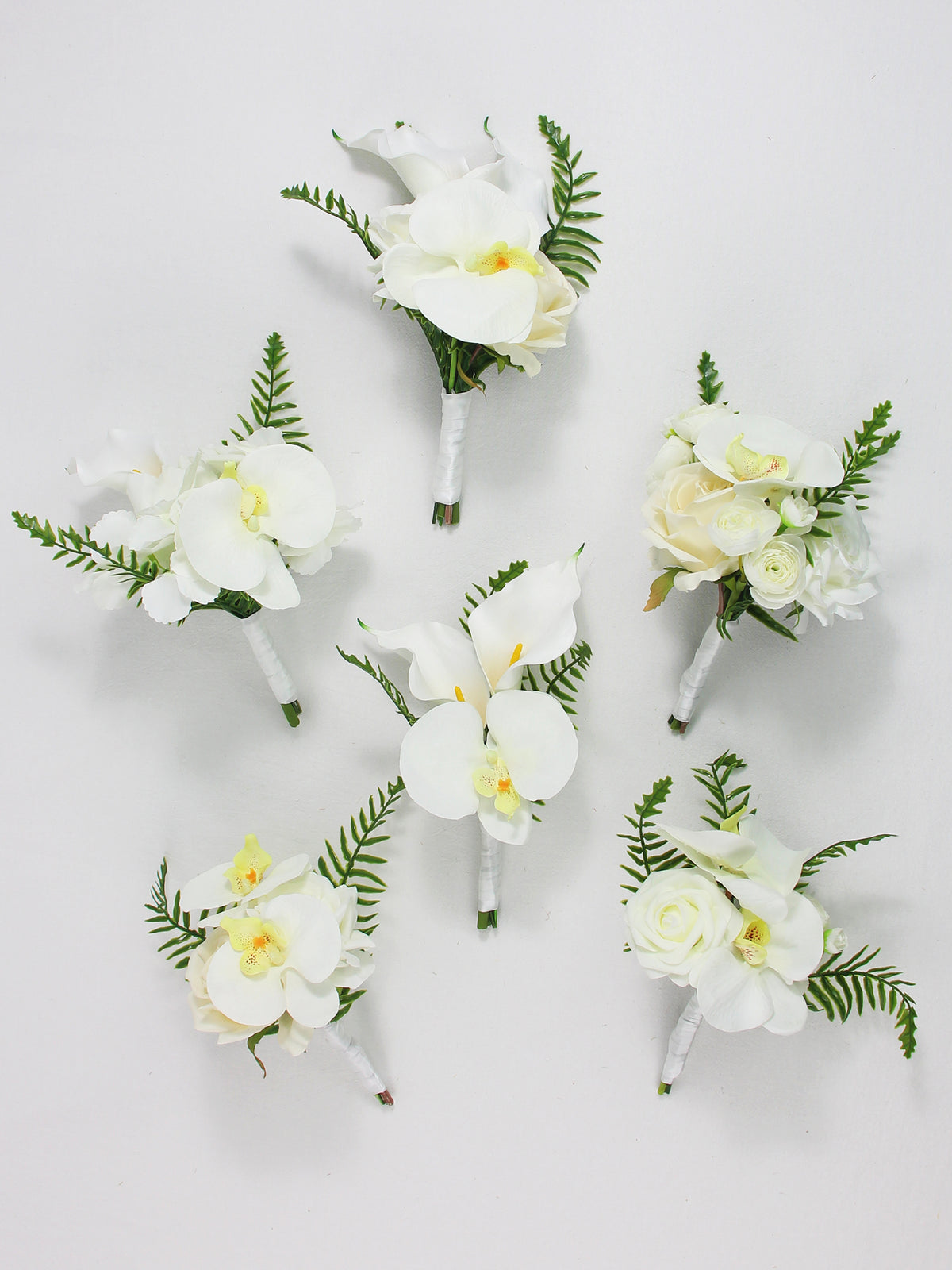 6Pcs Assorted White Orchids Flower Centerpieces - Rinlong Flower
