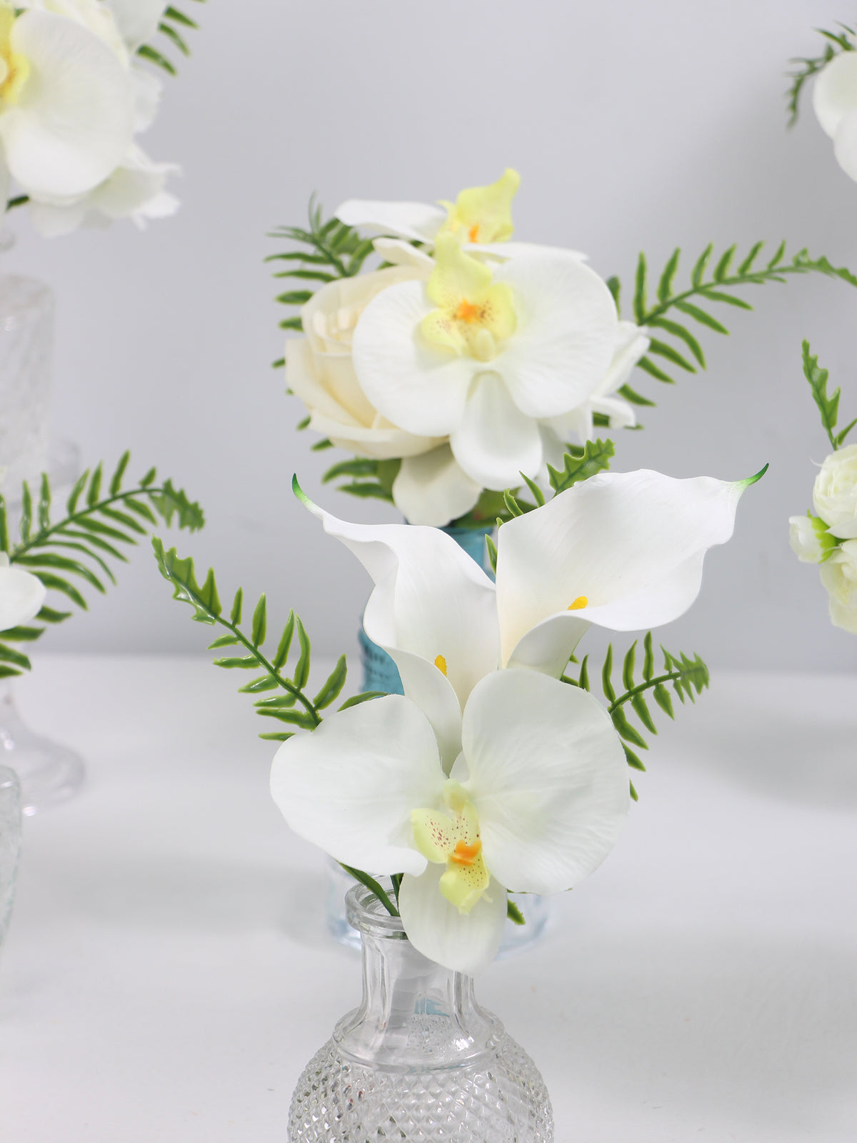 6Pcs Assorted White Orchids Flower Centerpieces - Rinlong Flower