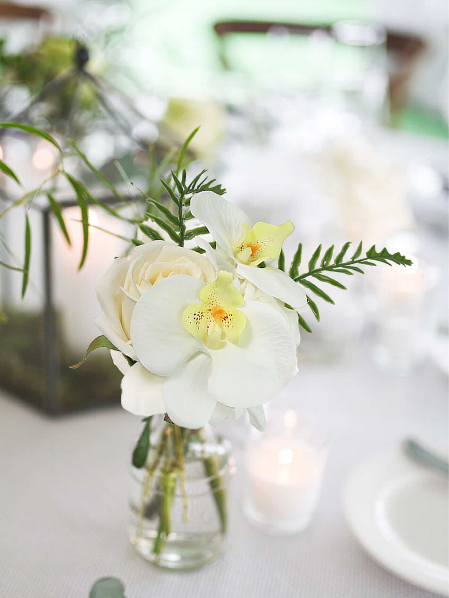 6Pcs Assorted White Orchids Flower Centerpieces - Rinlong Flower