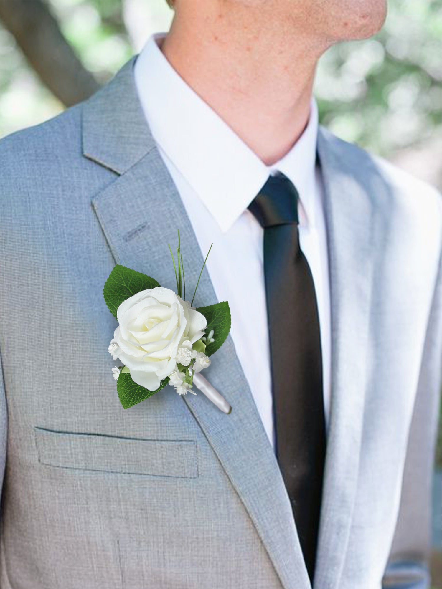 White Rose Boutonniere - Rinlong Flower