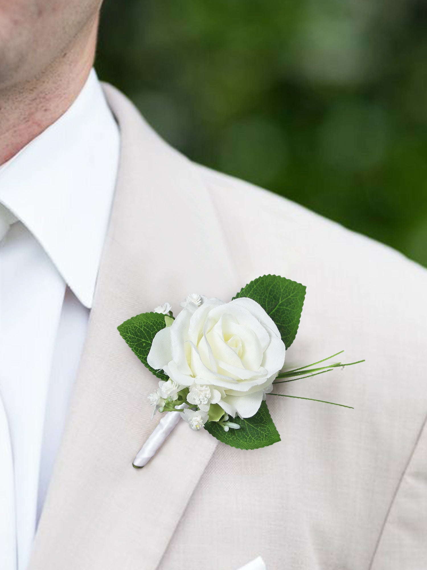 White Rose Boutonniere - Rinlong Flower