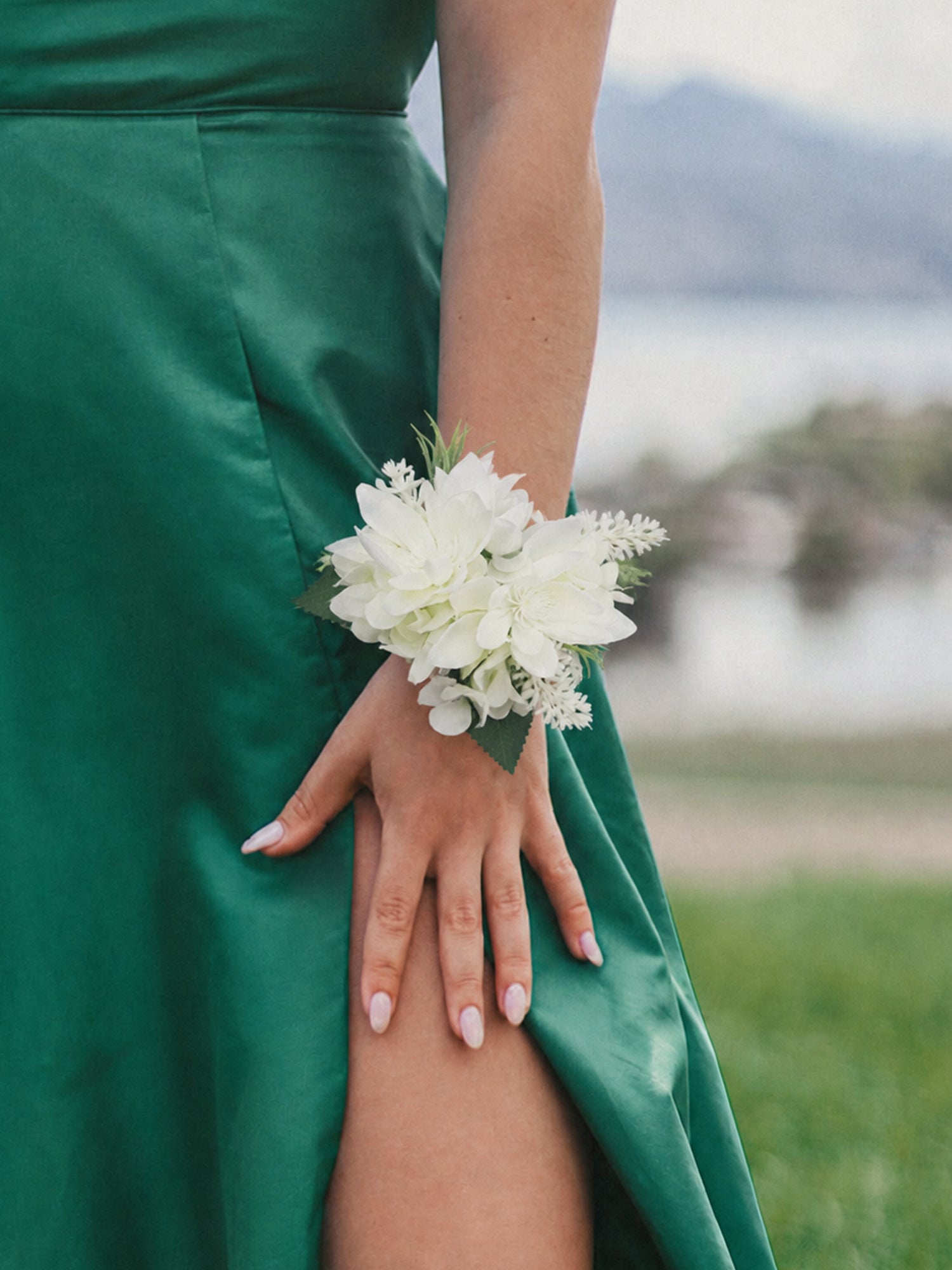 White Orchid Cacti Wrist Corsage