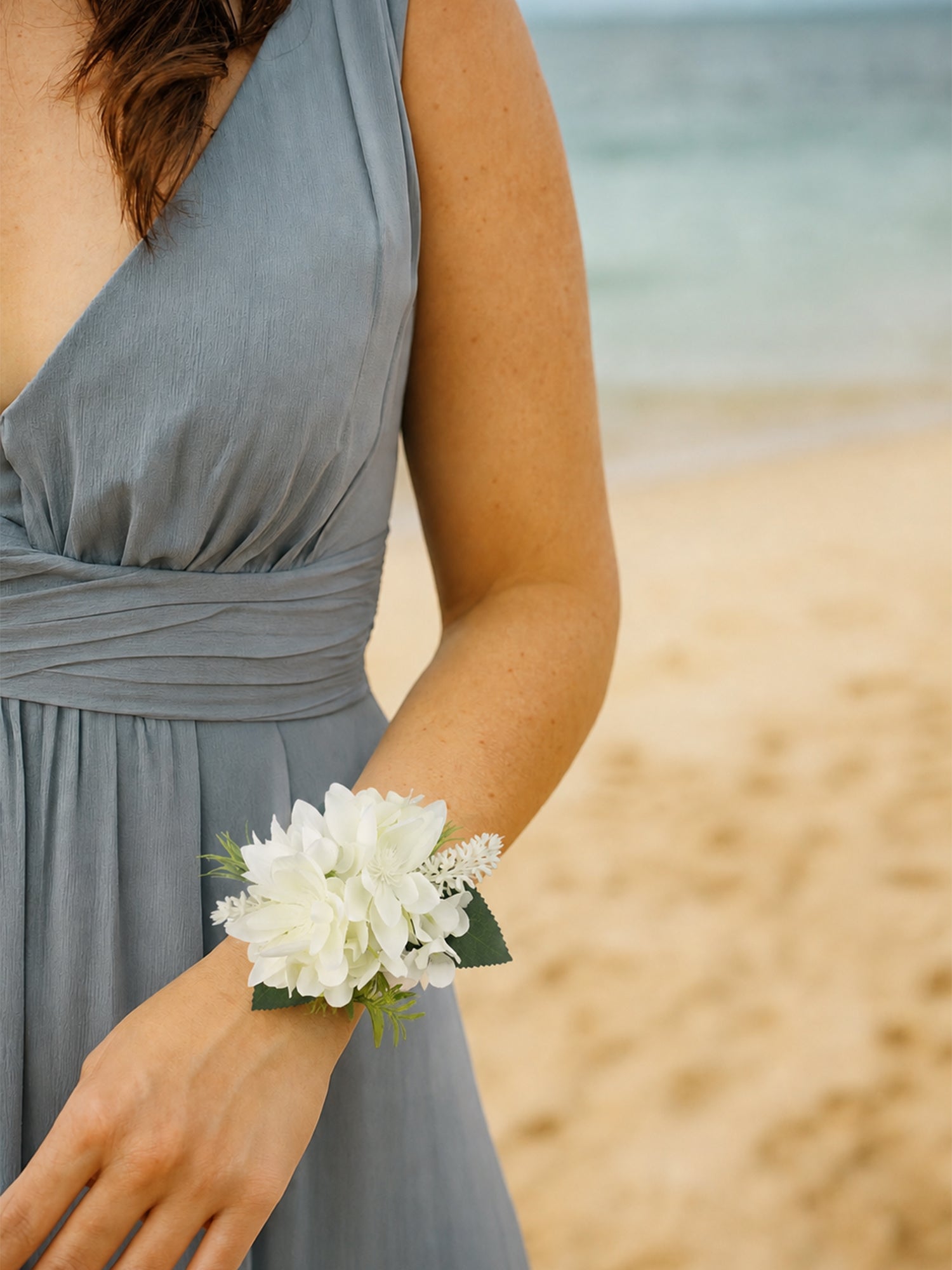 White Orchid Cacti Wrist Corsage