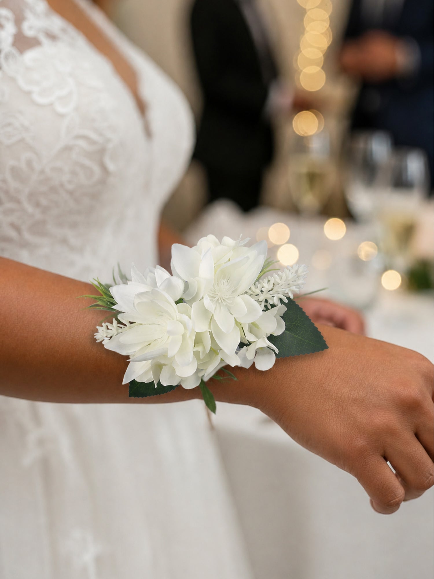 White Orchid Cacti Wrist Corsage