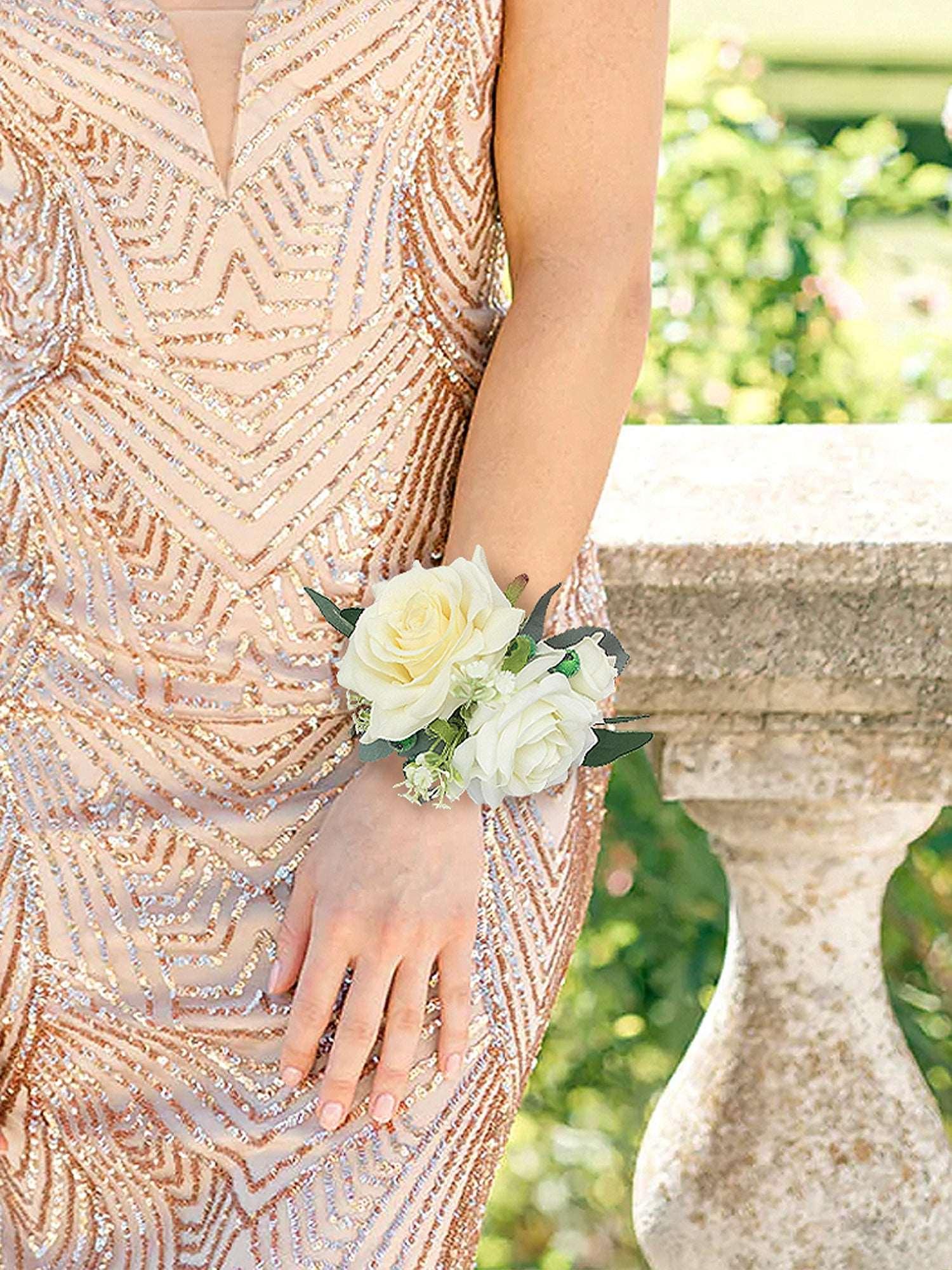 Cream White Wrist Corsage - Rinlong Flower