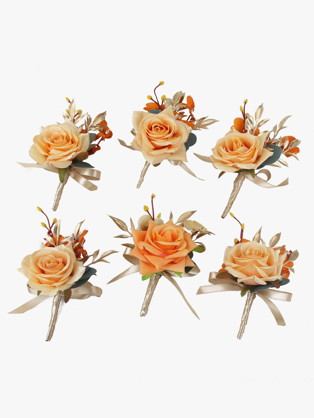 Peach Boutonnieres - Set of 6 - Rinlong Flower