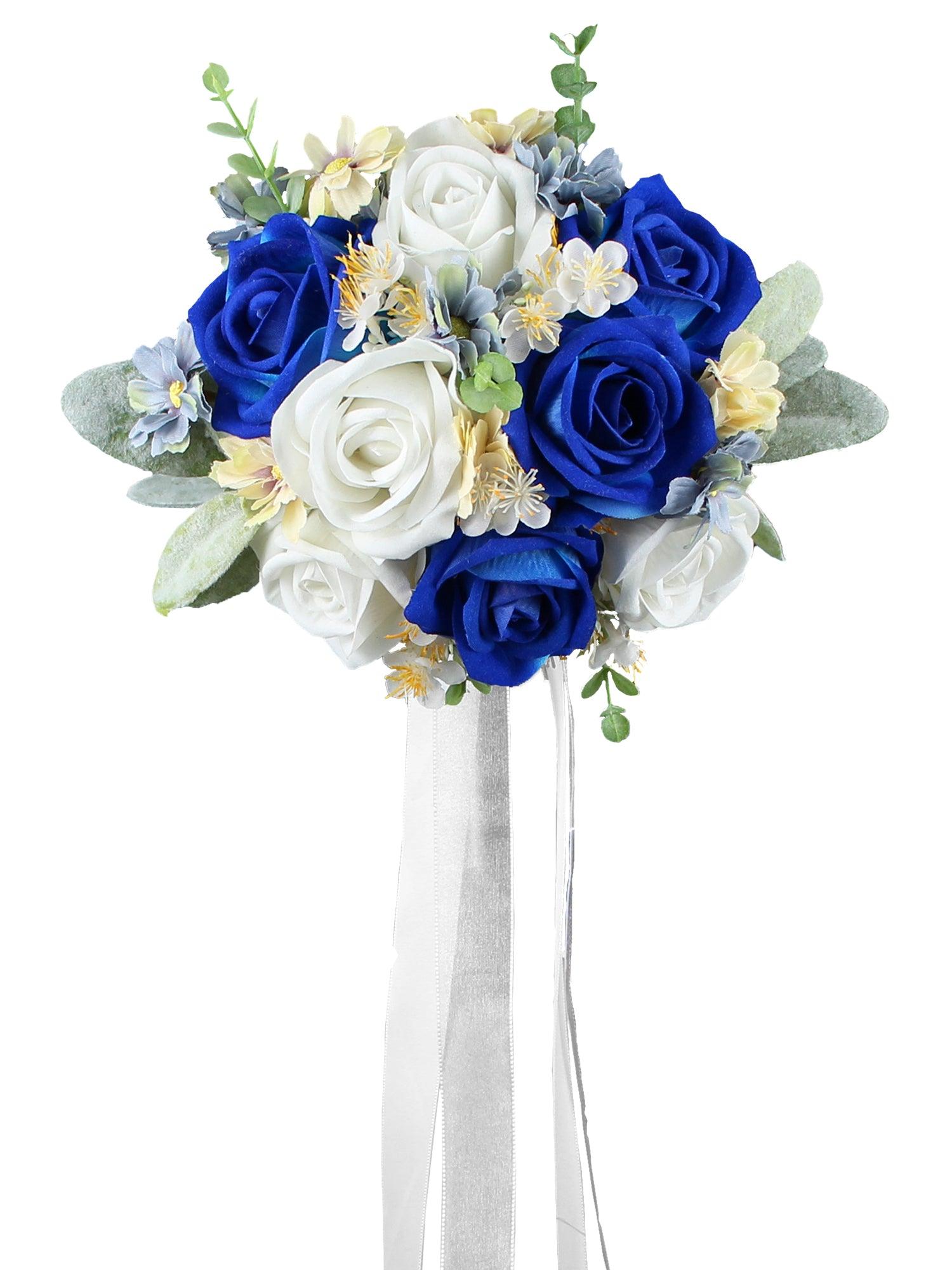 7 inch wide Sapphire Blue Bridesmaid Bouquet - Rinlong Flower