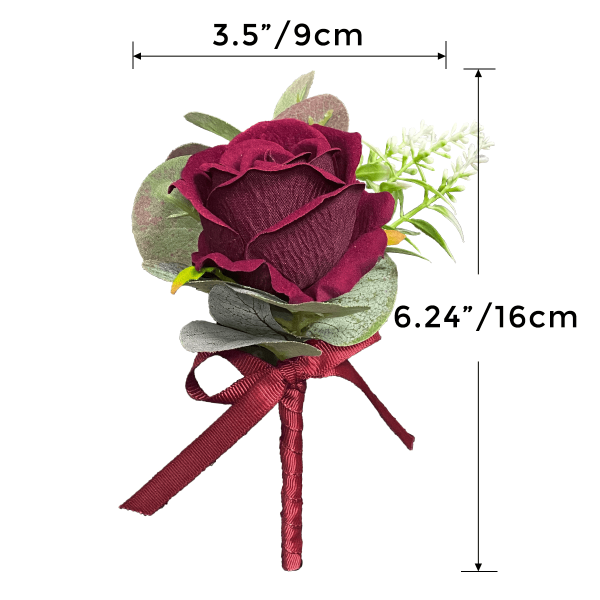 6Pcs Burgundy Boutonnieres - Rinlong Flower