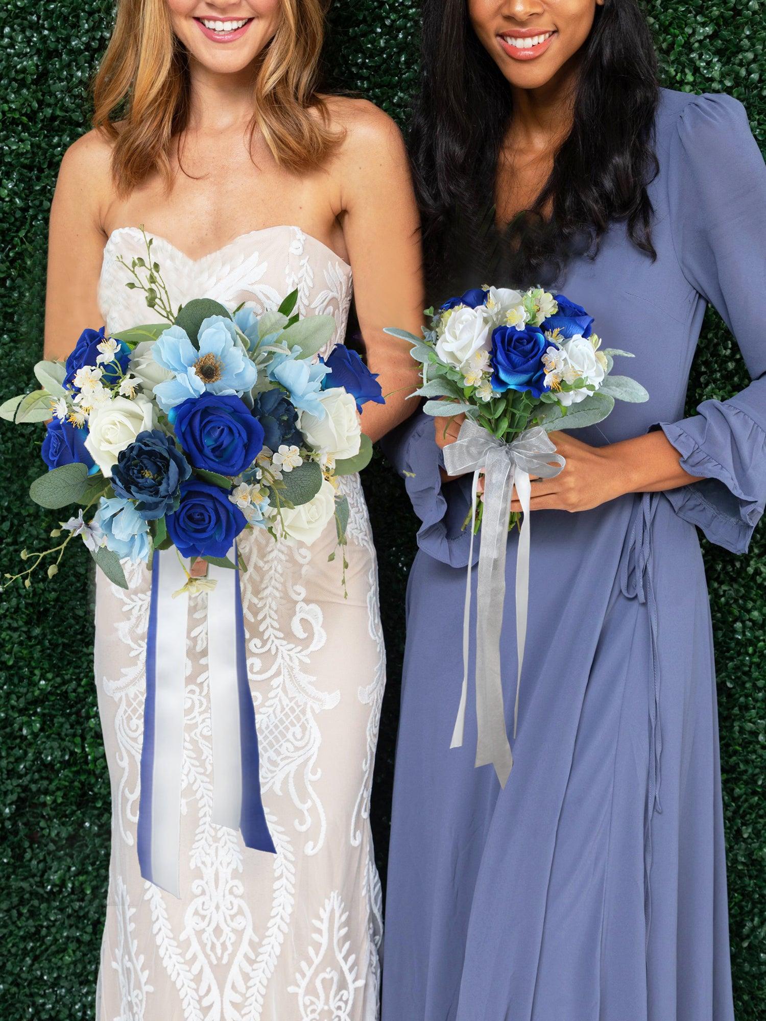 12.5 inch wide Sapphire Blue Bridal Bouquet 12.5 inch wide Sapphire Blue Bridal Bouquet