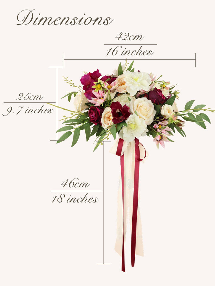 16 inch wide Fuchsia & Cream Bridal Bouquet